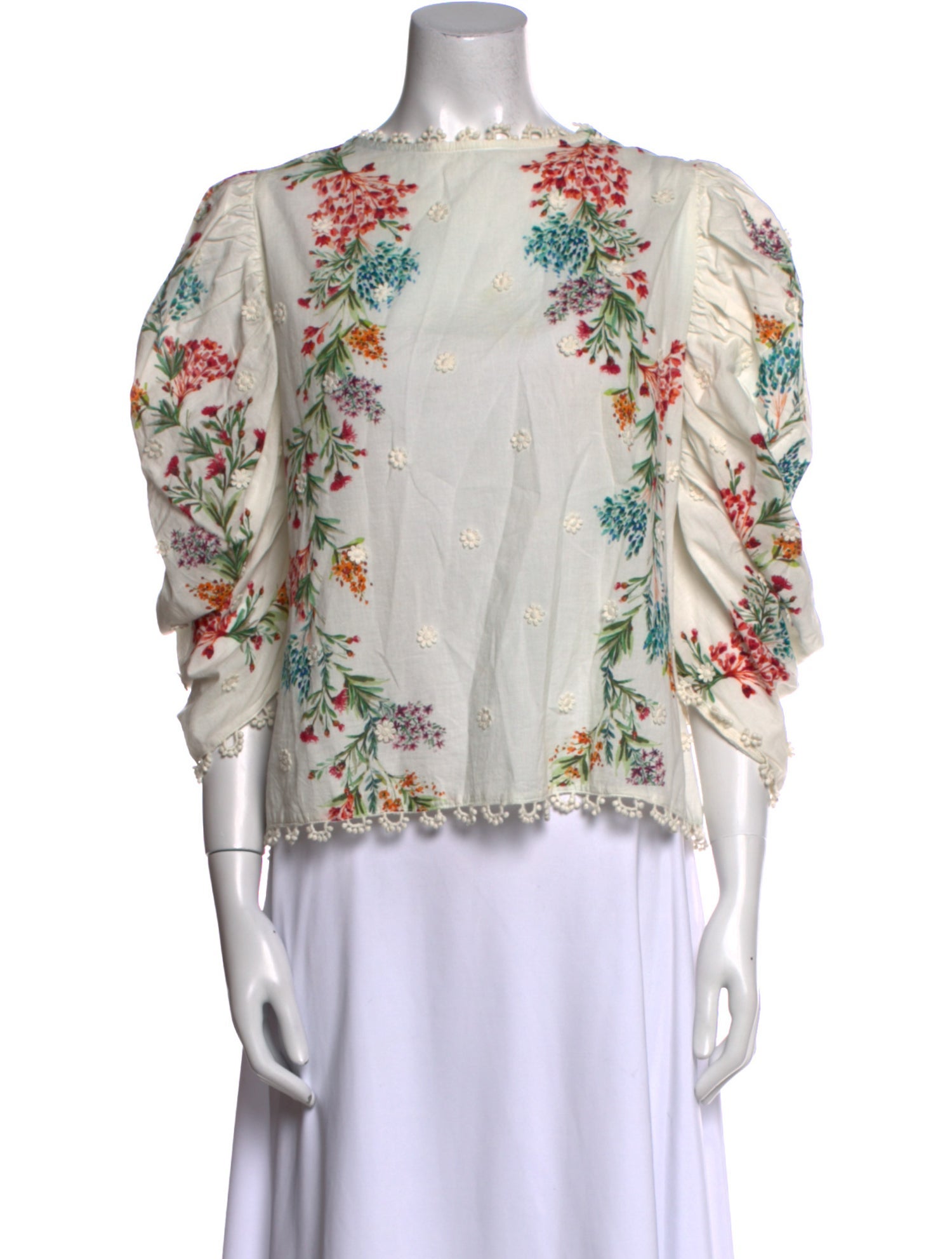 Farm Rio Floral Print Scoop Neck Blouse