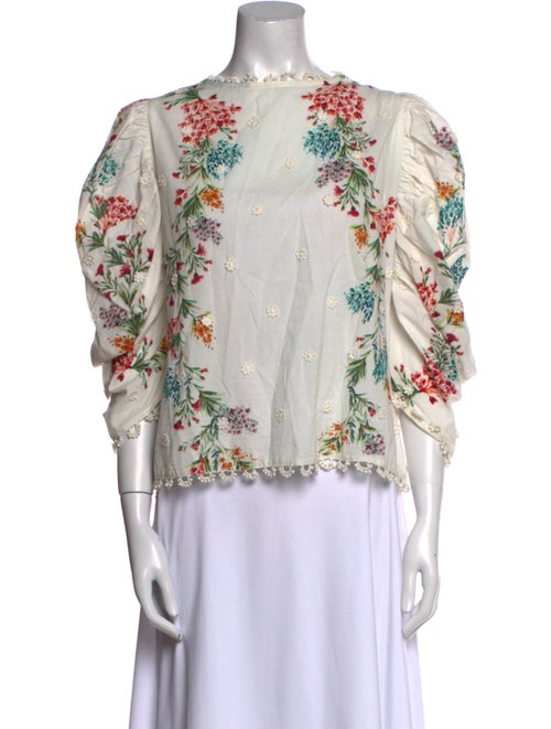 Farm Rio Floral Print Scoop Neck Blouse