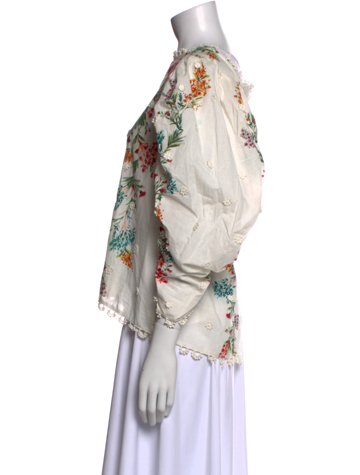 Farm Rio Floral Print Scoop Neck Blouse