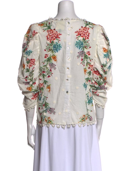 Farm Rio Floral Print Scoop Neck Blouse