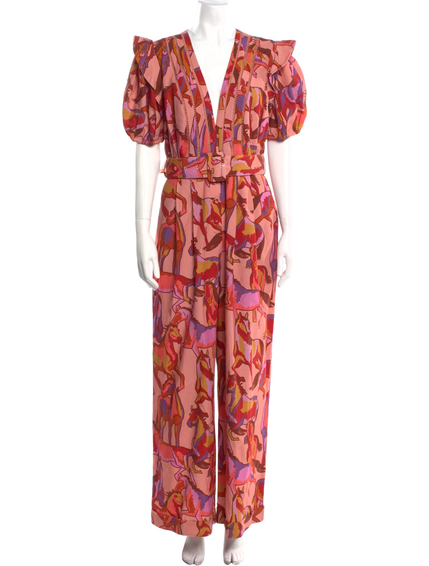 Farm Rio Printed V-Neck Jumpsuit
