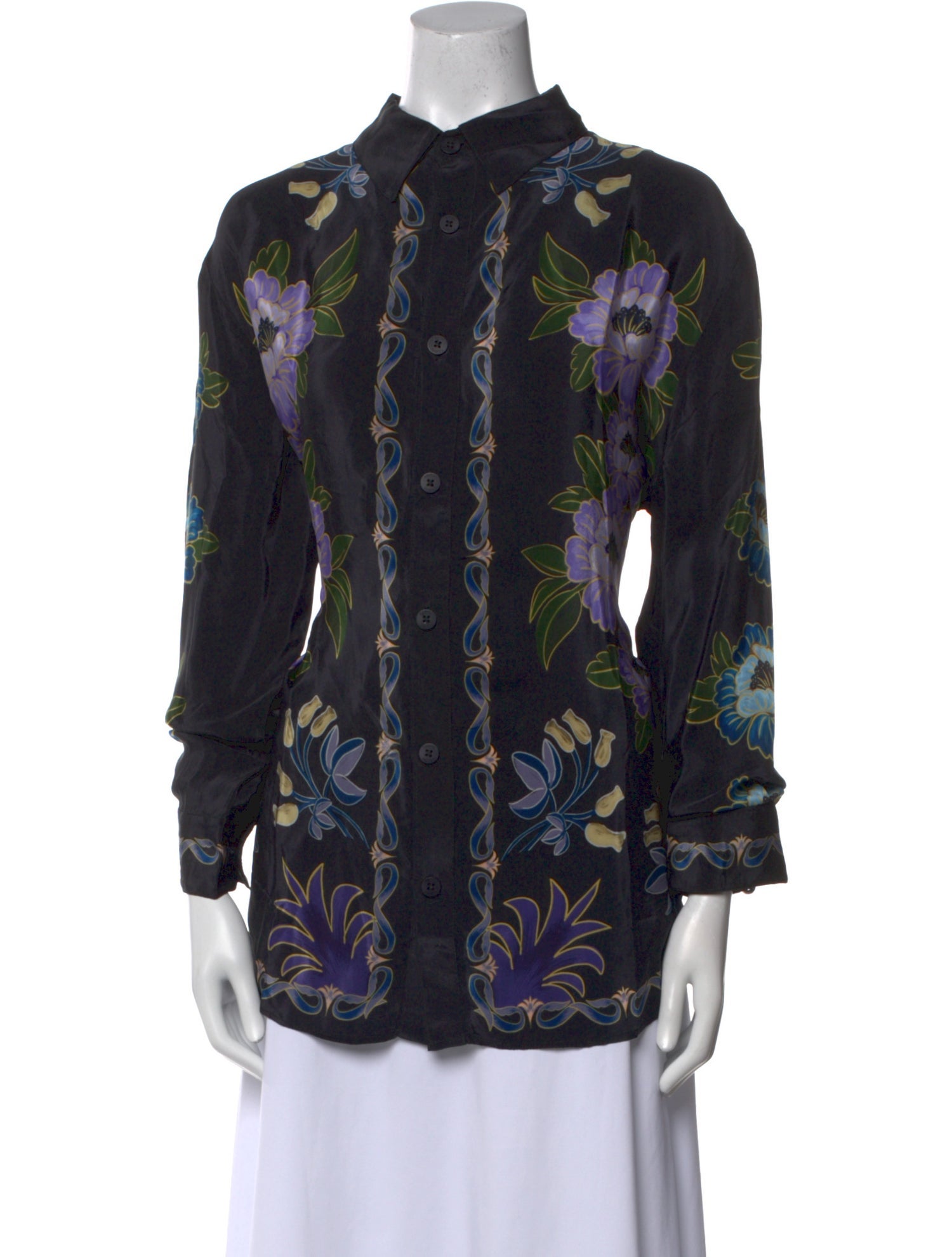 Farm Rio Floral Print Mock Neck Button-Up Top w/ Tags