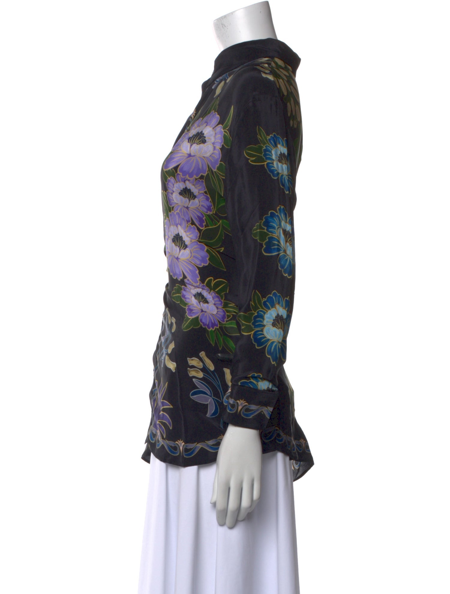 Farm Rio Floral Print Mock Neck Button-Up Top w/ Tags