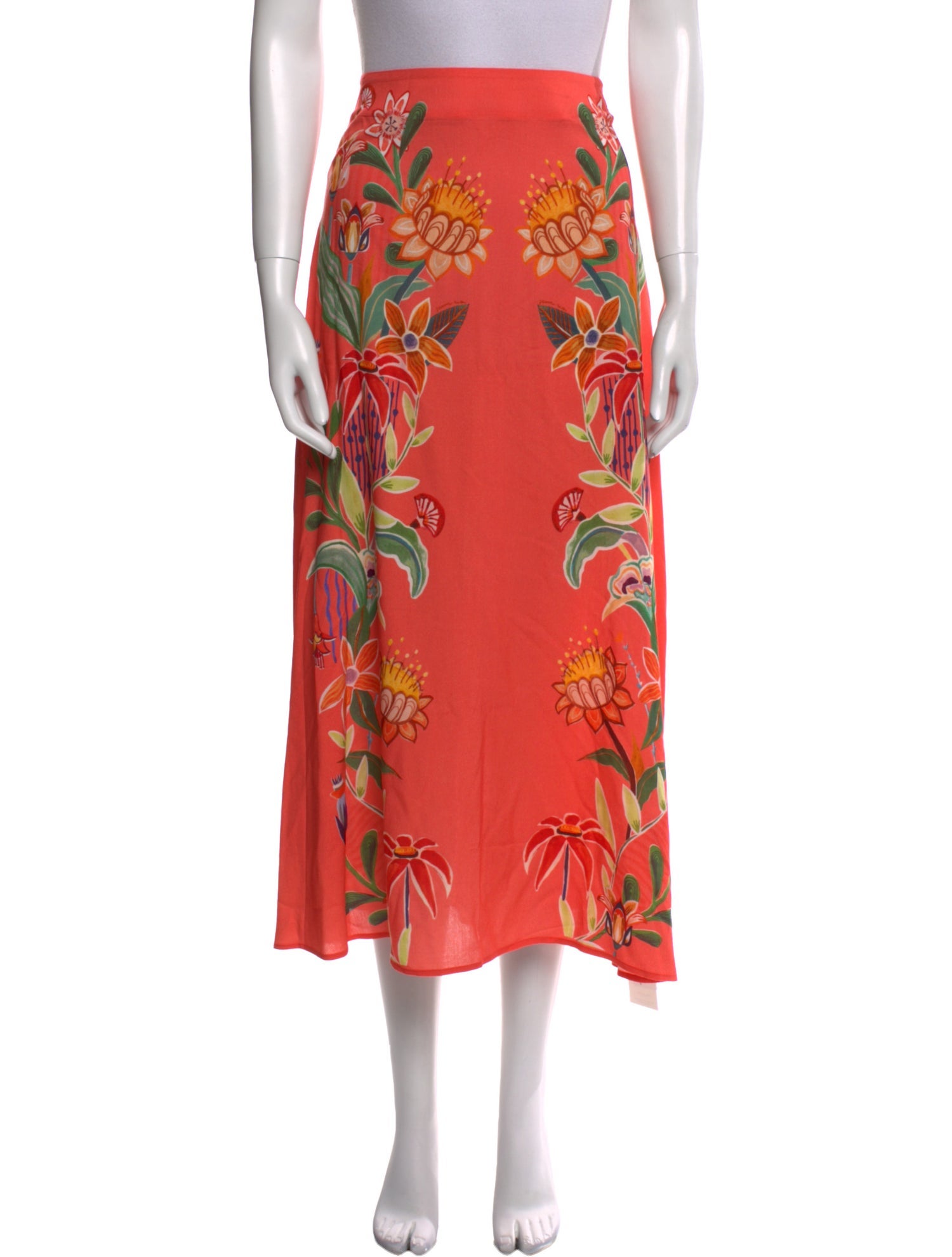 Farm Rio Floral Print Midi Length Skirt