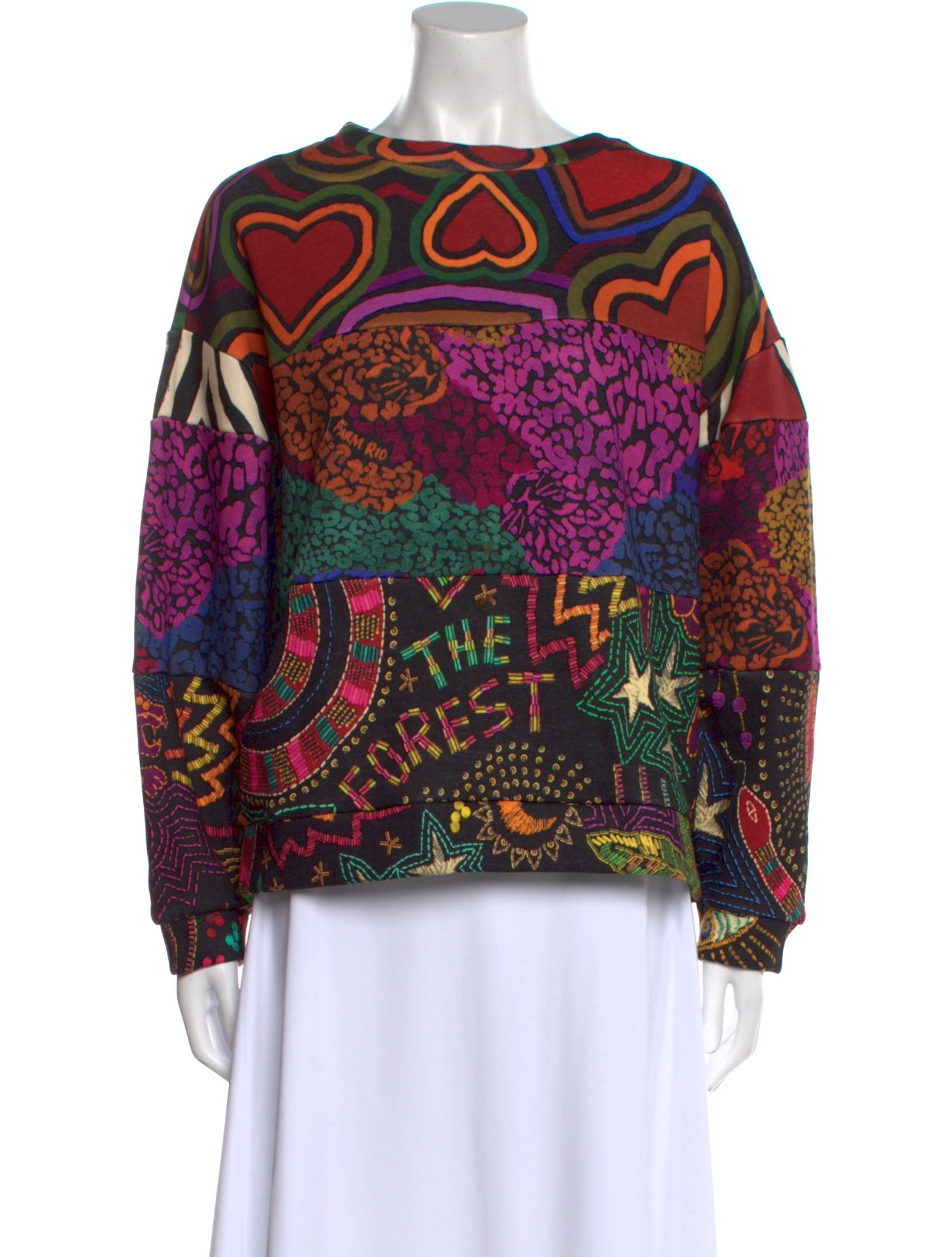 Farm Rio Printed Bateau Neckline Sweatshirt