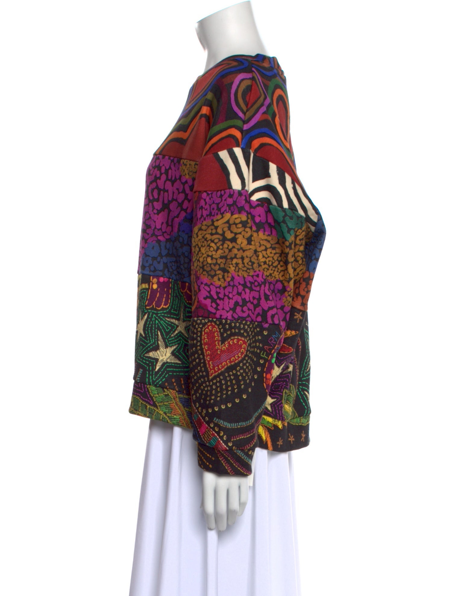 Farm Rio Printed Bateau Neckline Sweatshirt