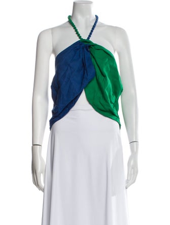 Farm Rio Linen Colorblock Pattern Crop Top