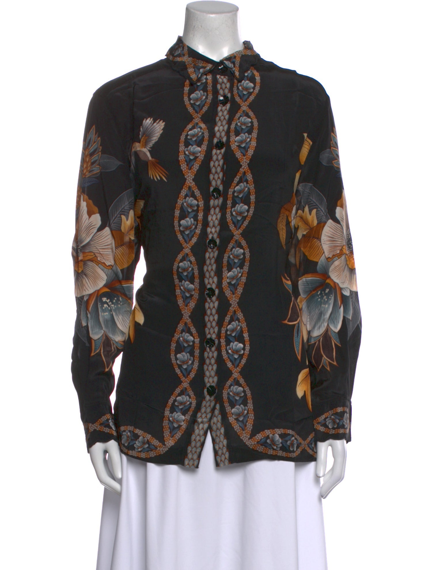 Farm Rio Printed Long Sleeve Button-Up Top w/ Tags