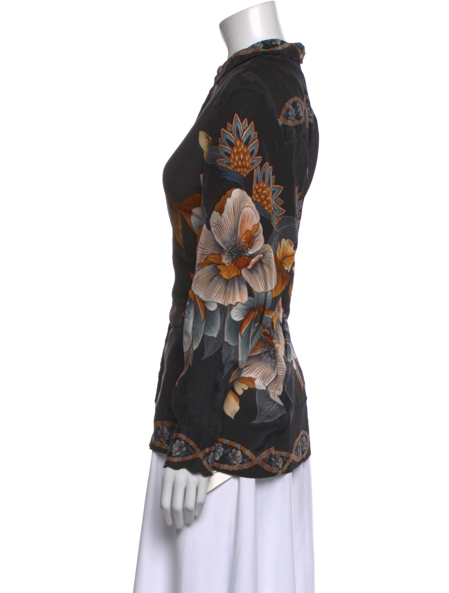 Farm Rio Printed Long Sleeve Button-Up Top w/ Tags