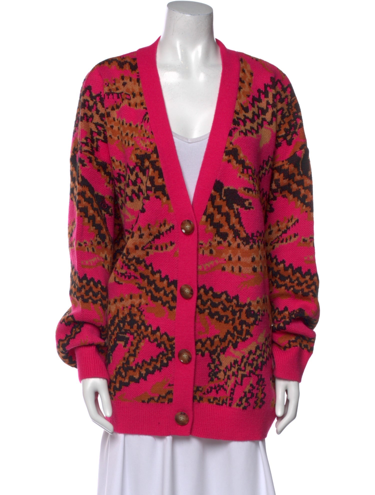 Farm Rio Printed V-Neck Sweater