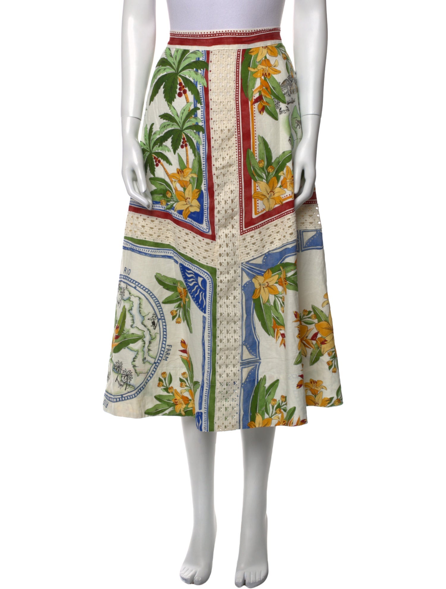 Farm Rio Floral Print Midi Length Skirt