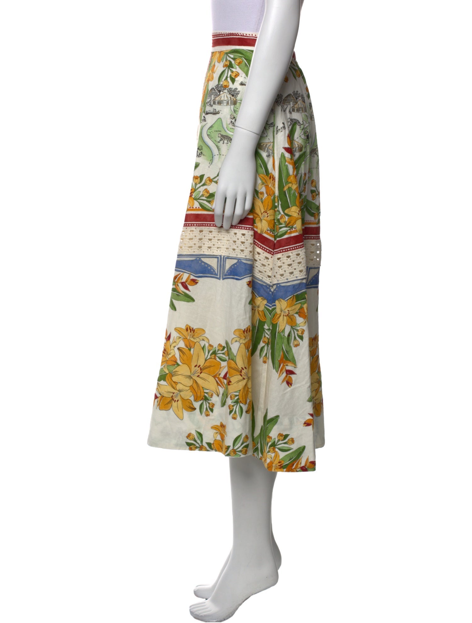 Farm Rio Floral Print Midi Length Skirt