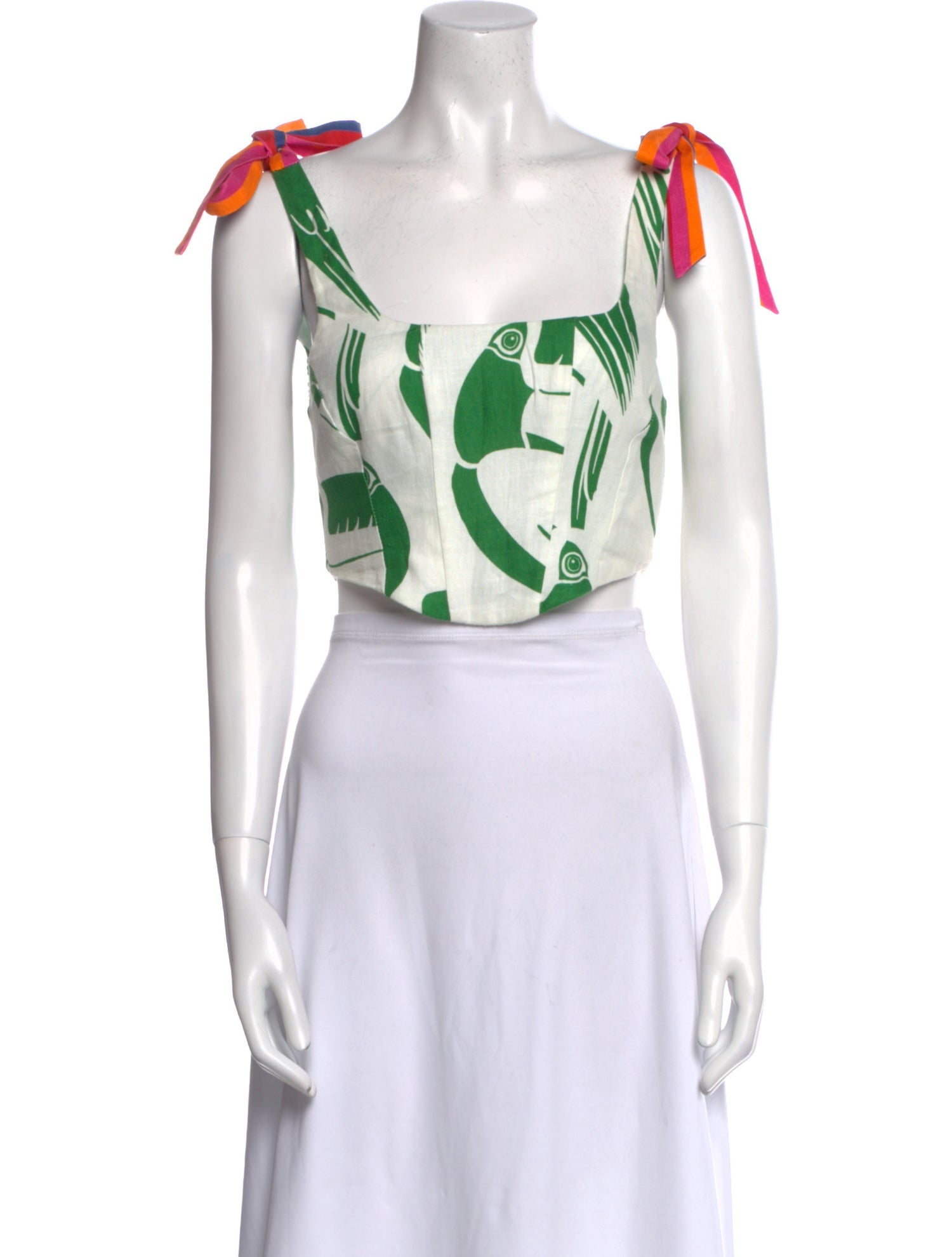 Farm Rio Linen Floral Print Crop Top