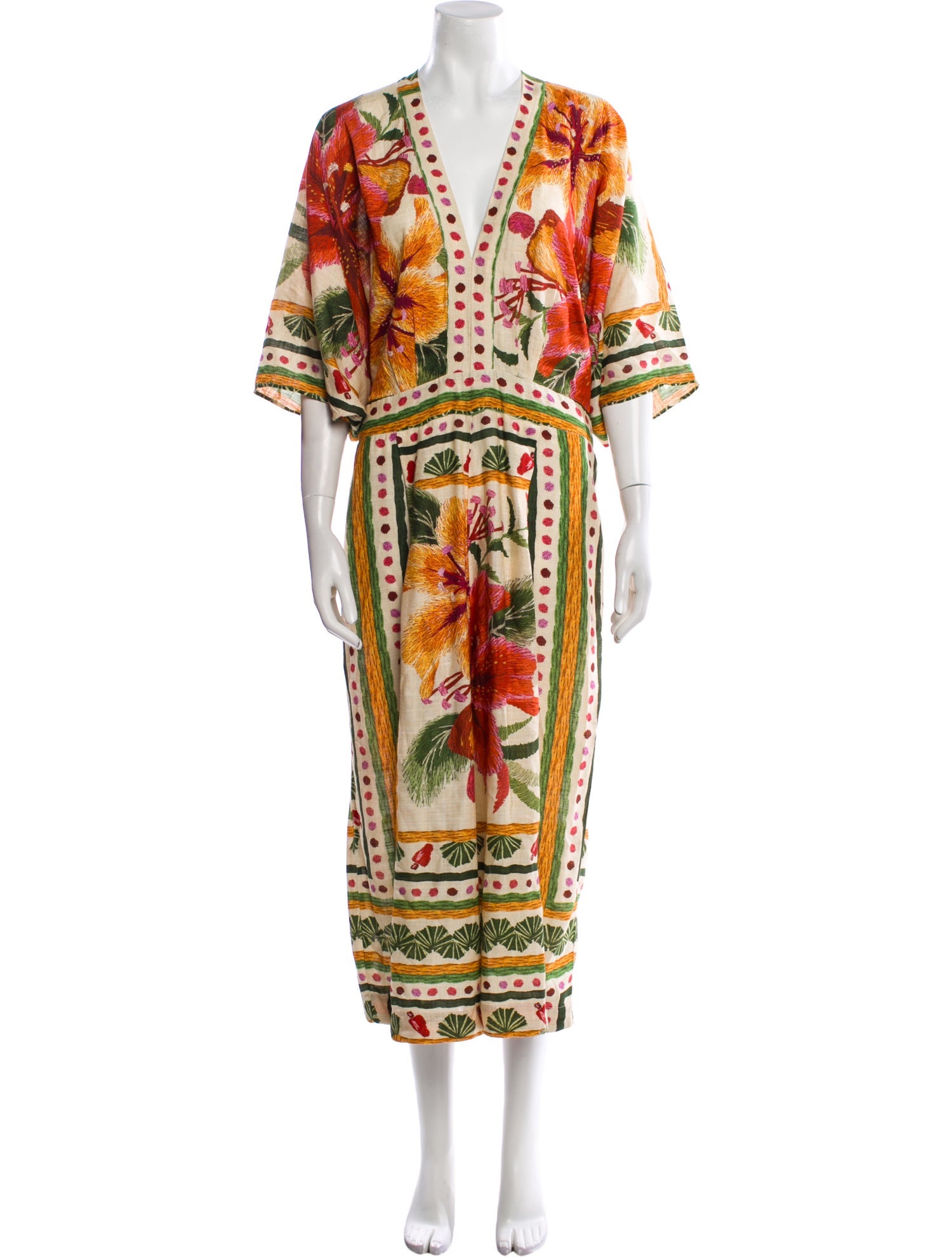 Farm Rio Floral Print V-Neck Jumpsuit