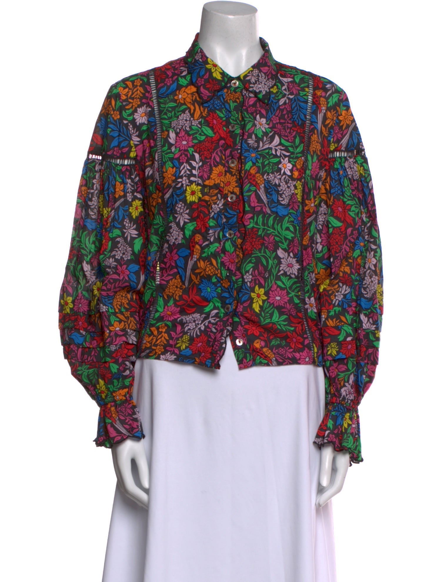 Farm Rio Floral Print Long Sleeve Blouse