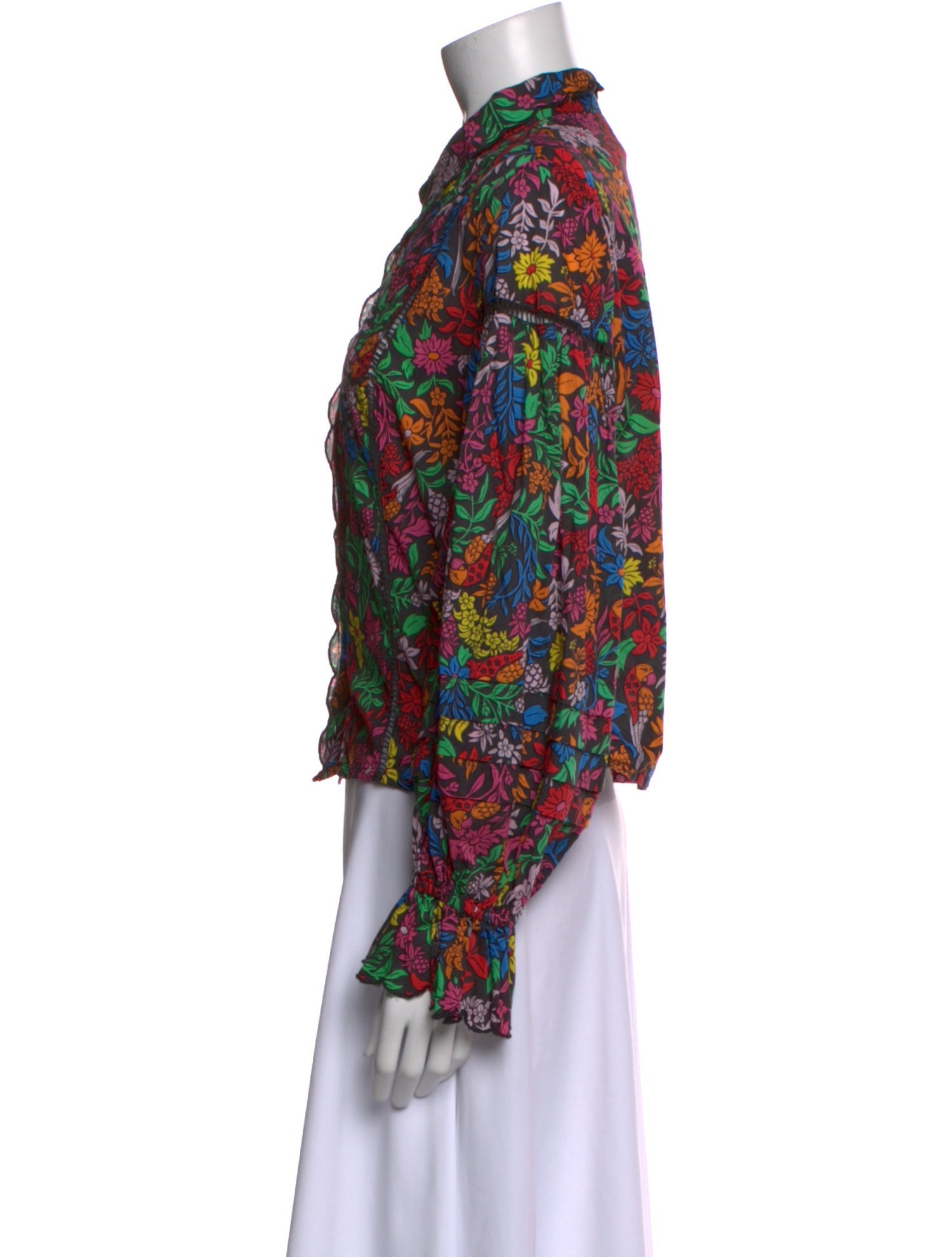 Farm Rio Floral Print Long Sleeve Blouse