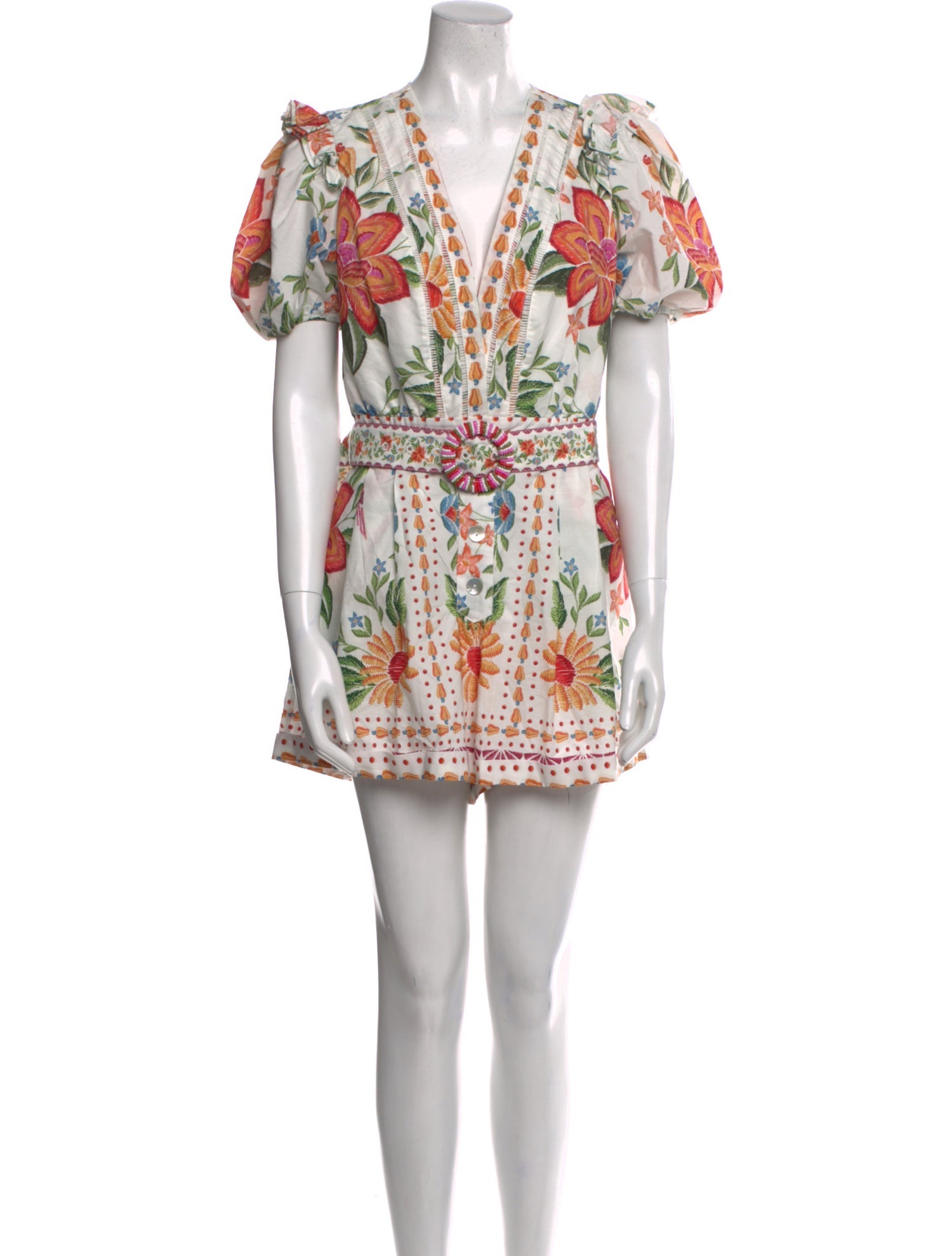 Farm Rio Floral Print V-Neck Romper w/ Tags