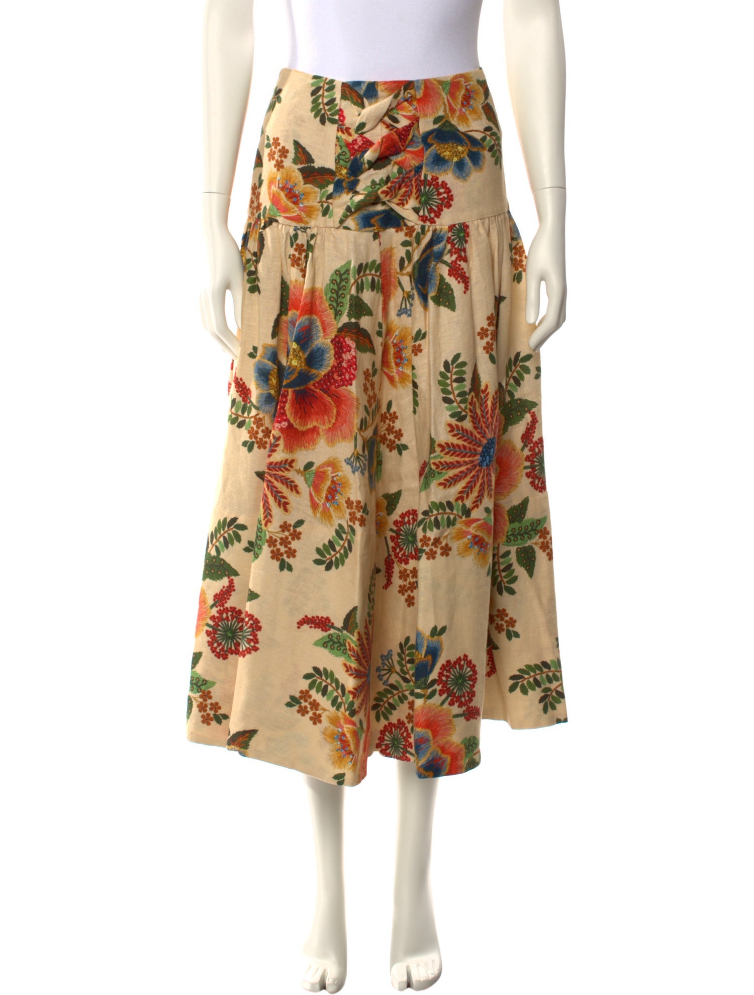 Farm Rio Linen Midi Length Skirt