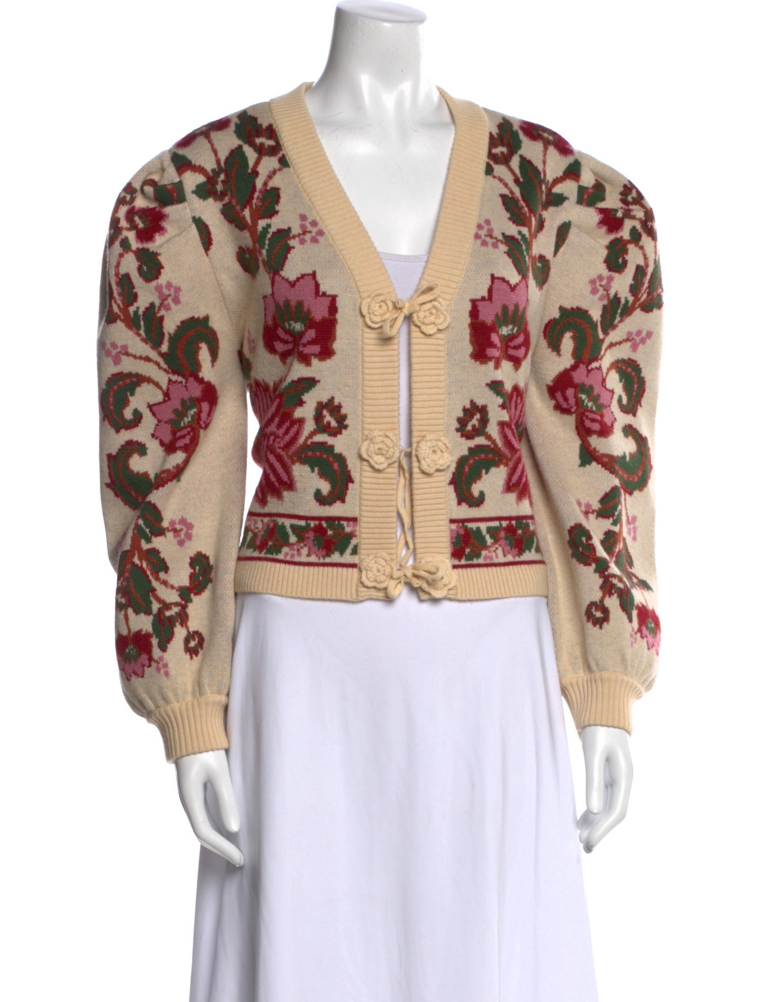 Farm Rio Printed V-Neck Sweater