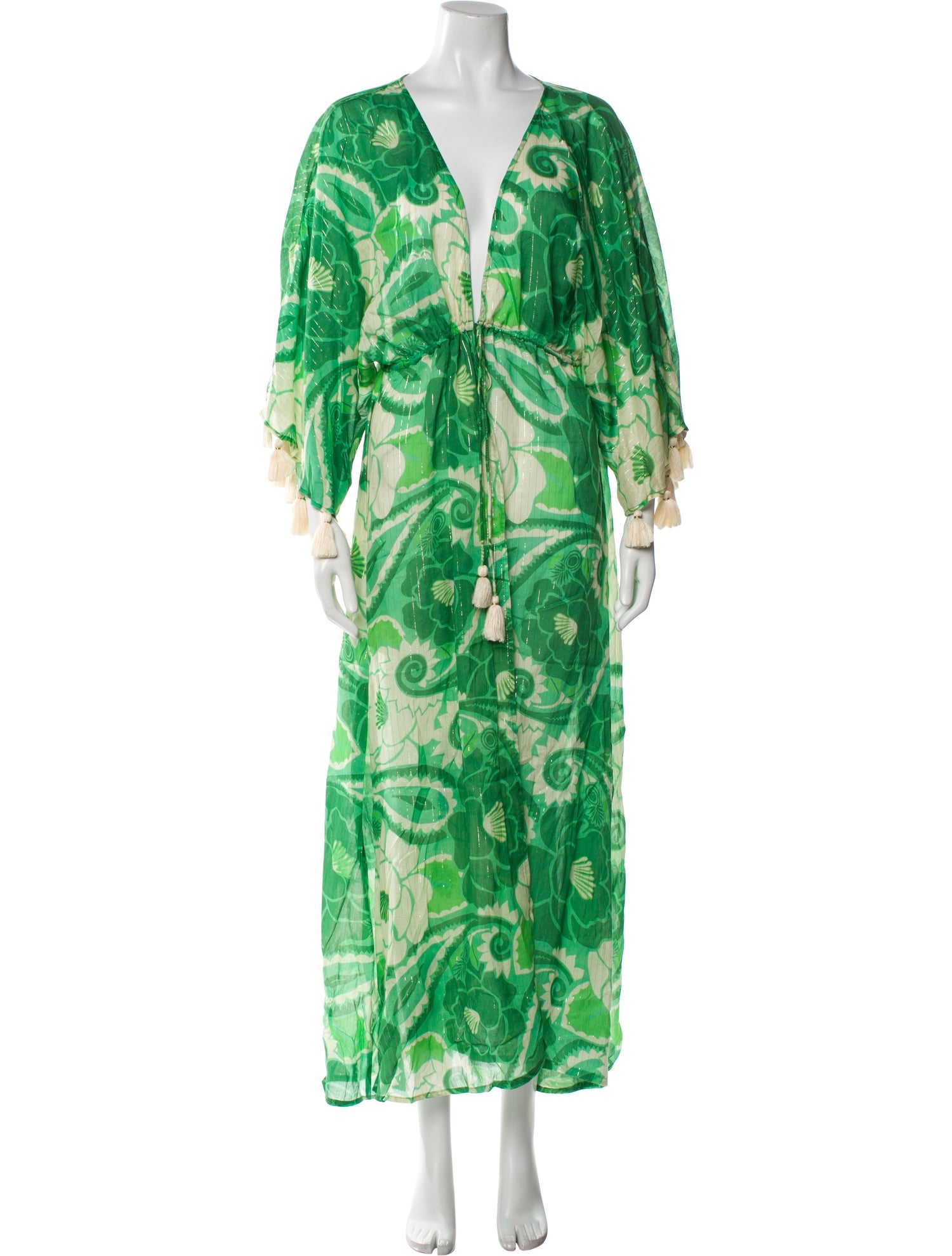 Farm Rio Floral Print Tassel Accents Robe