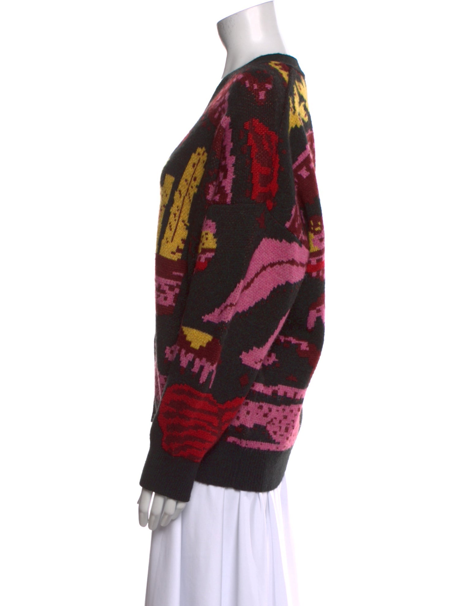 Farm Rio Printed V-Neck Sweater