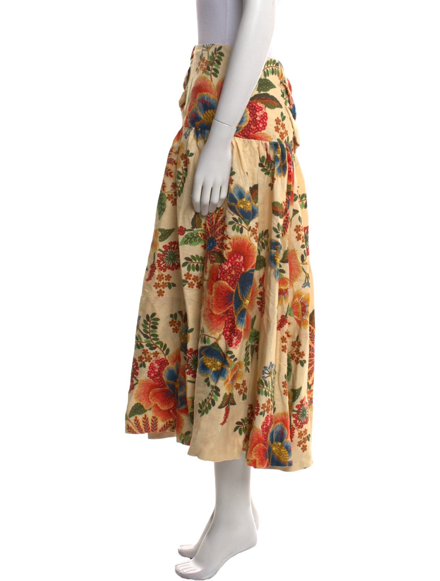 Farm Rio Linen Midi Length Skirt