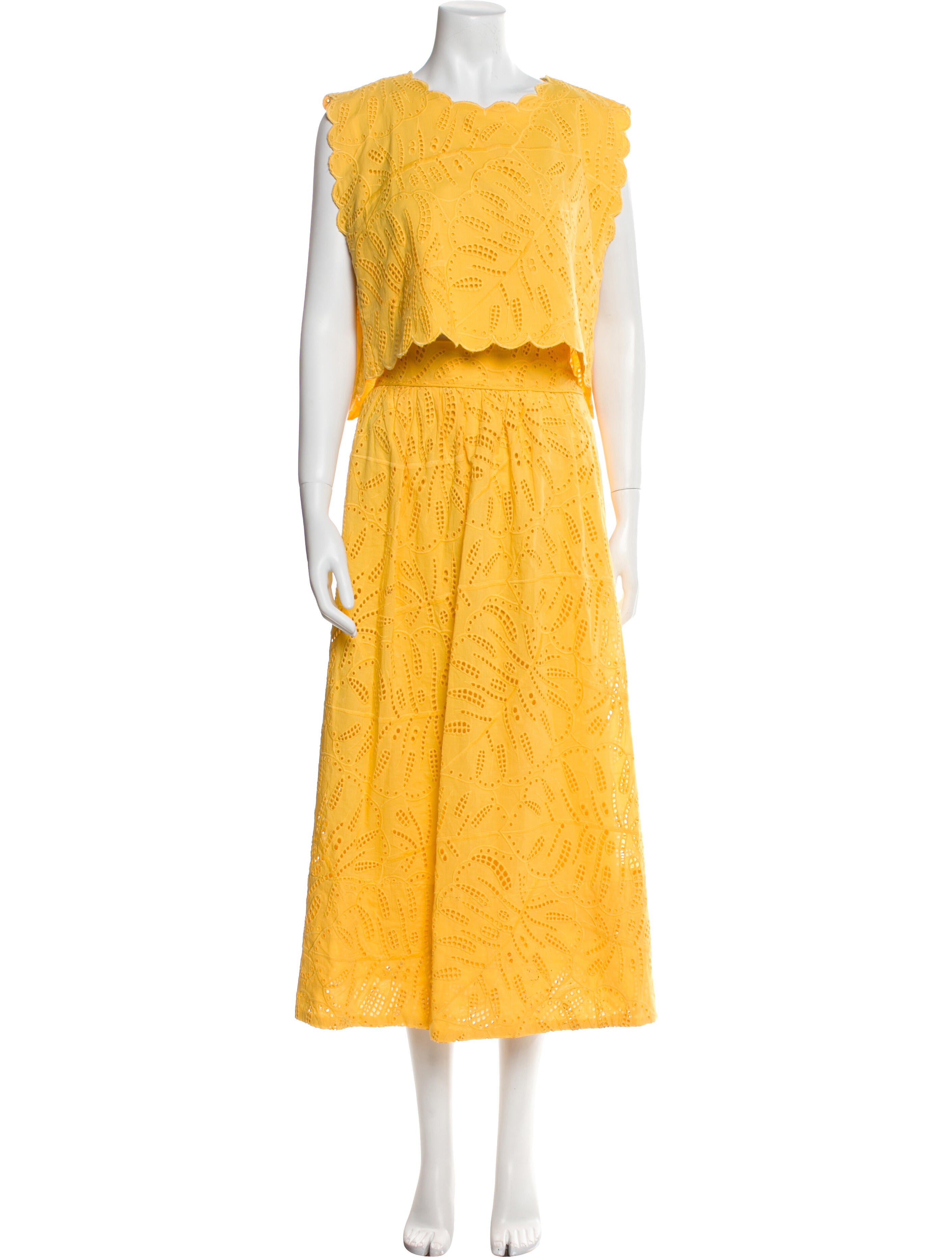 Farm Rio Lace Pattern Eyelet Trim Skirt Set