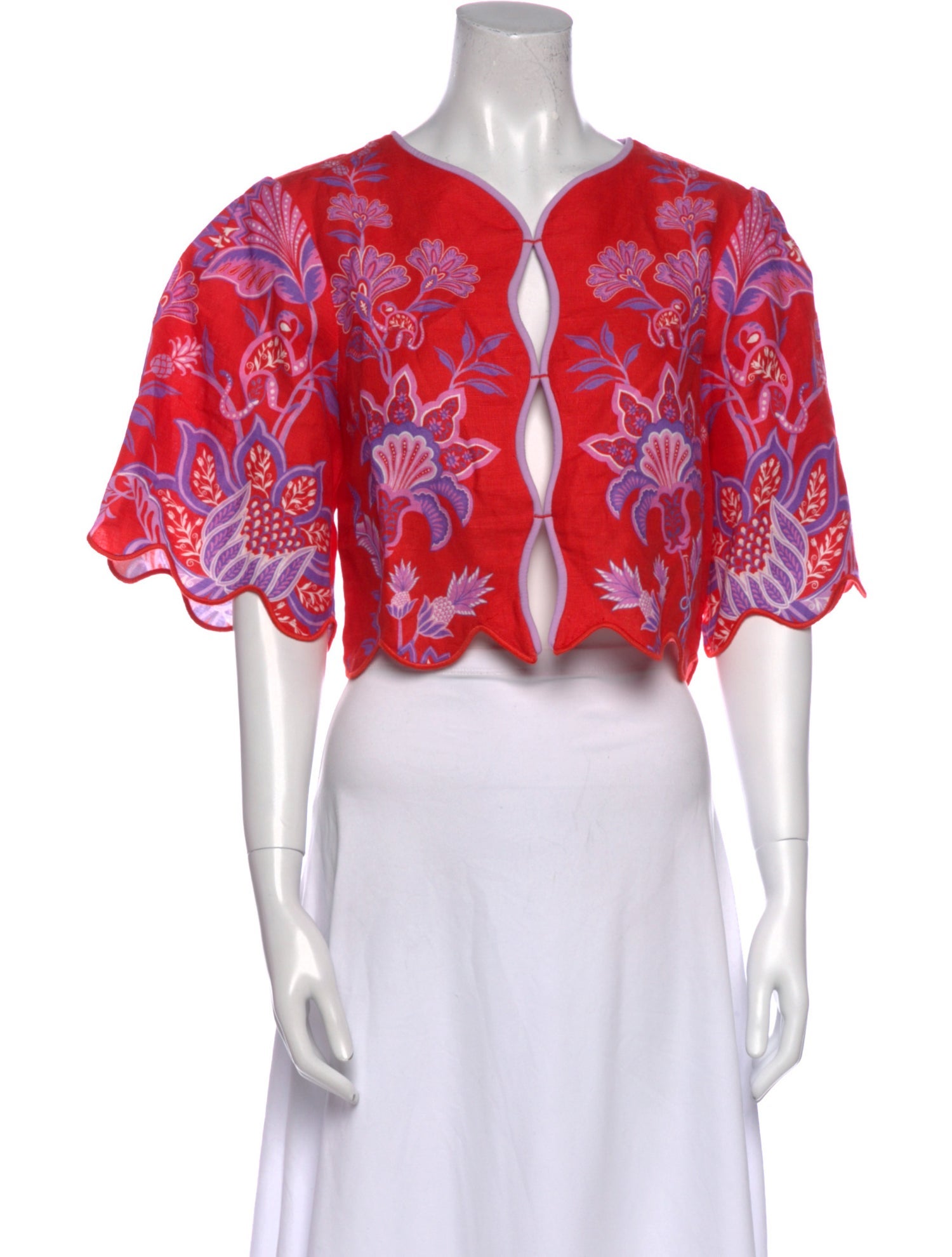 Farm Rio Linen Floral Print Crop Top w/ Tags