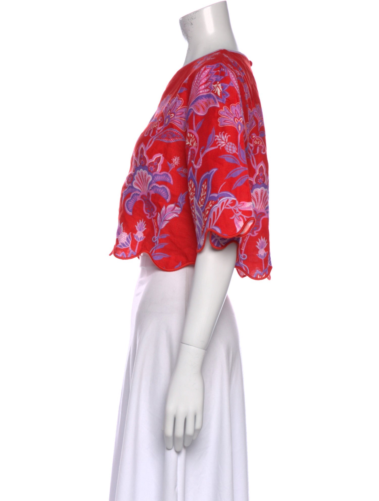 Farm Rio Linen Floral Print Crop Top w/ Tags