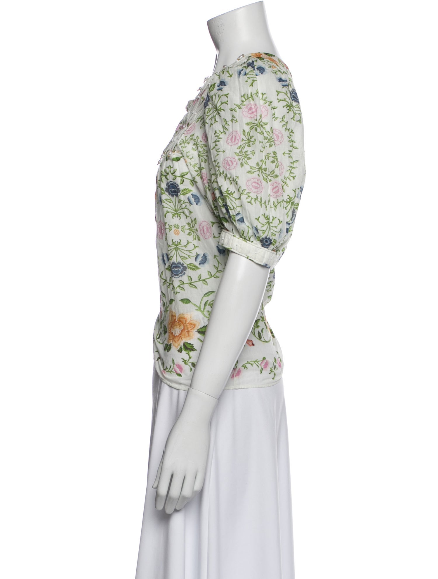 Farm Rio Floral Print Bateau Neckline T-Shirt