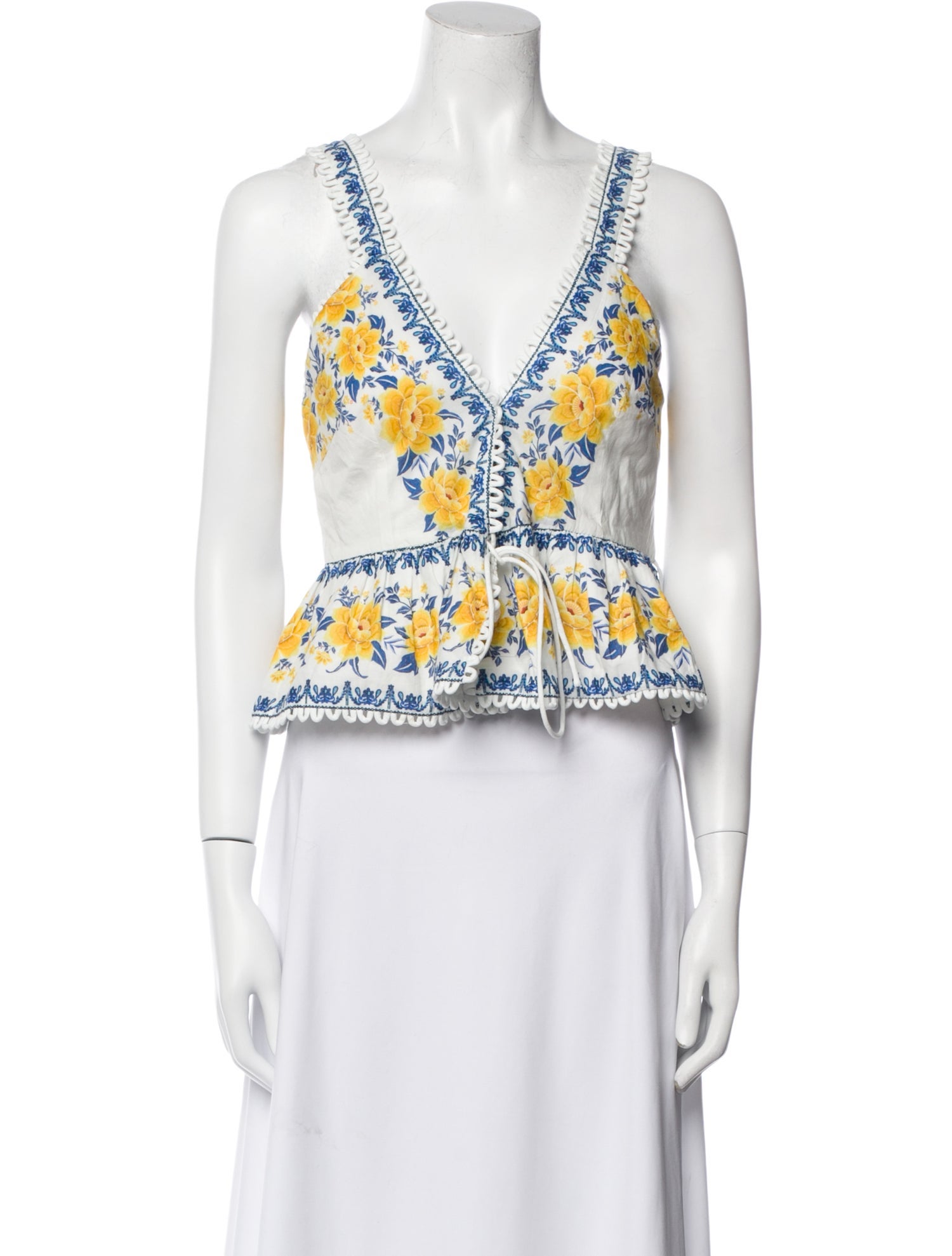 Farm Rio Printed V-Neck Crop Top w/ Tags