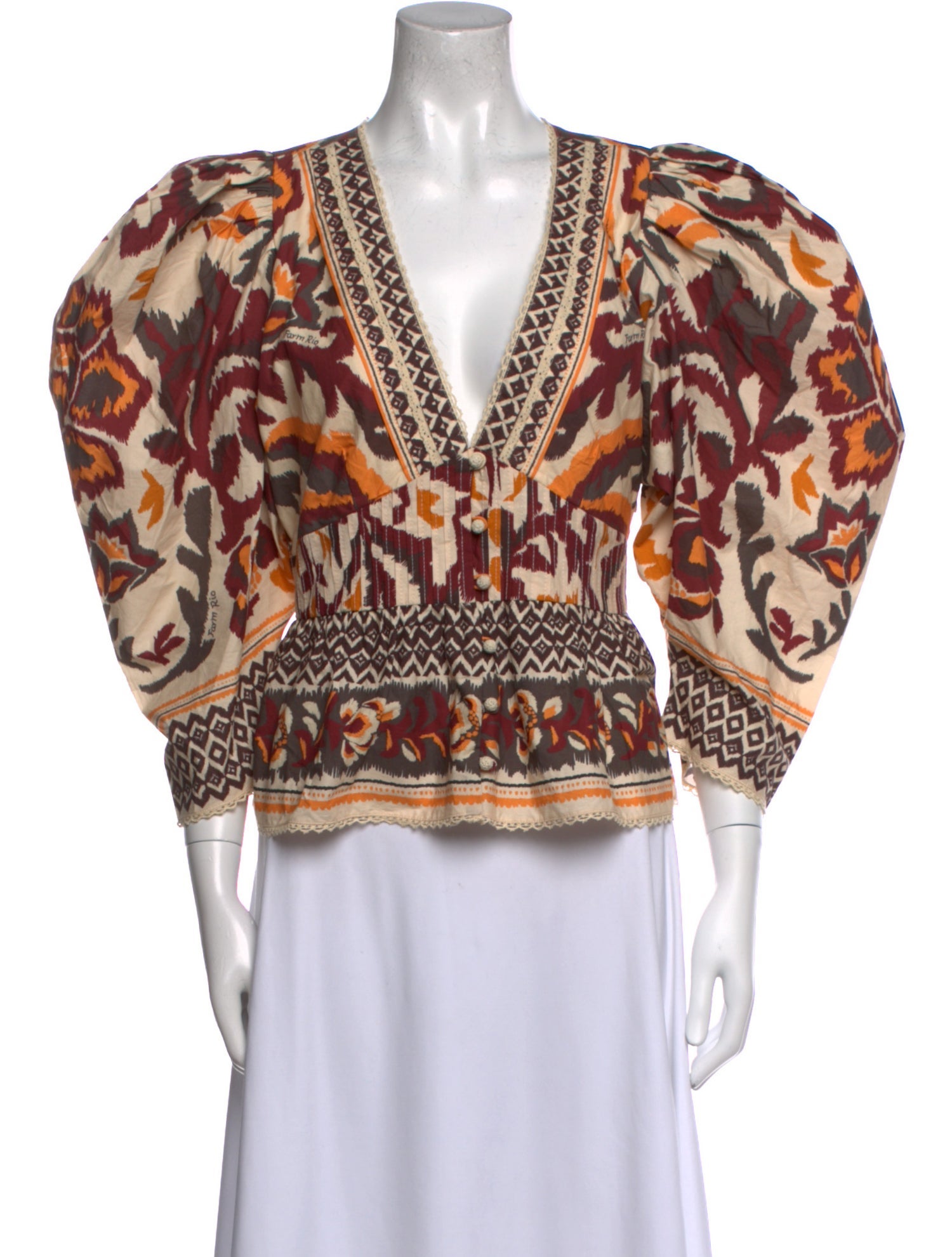 Farm Rio Printed V-Neck Blouse w/ Tags