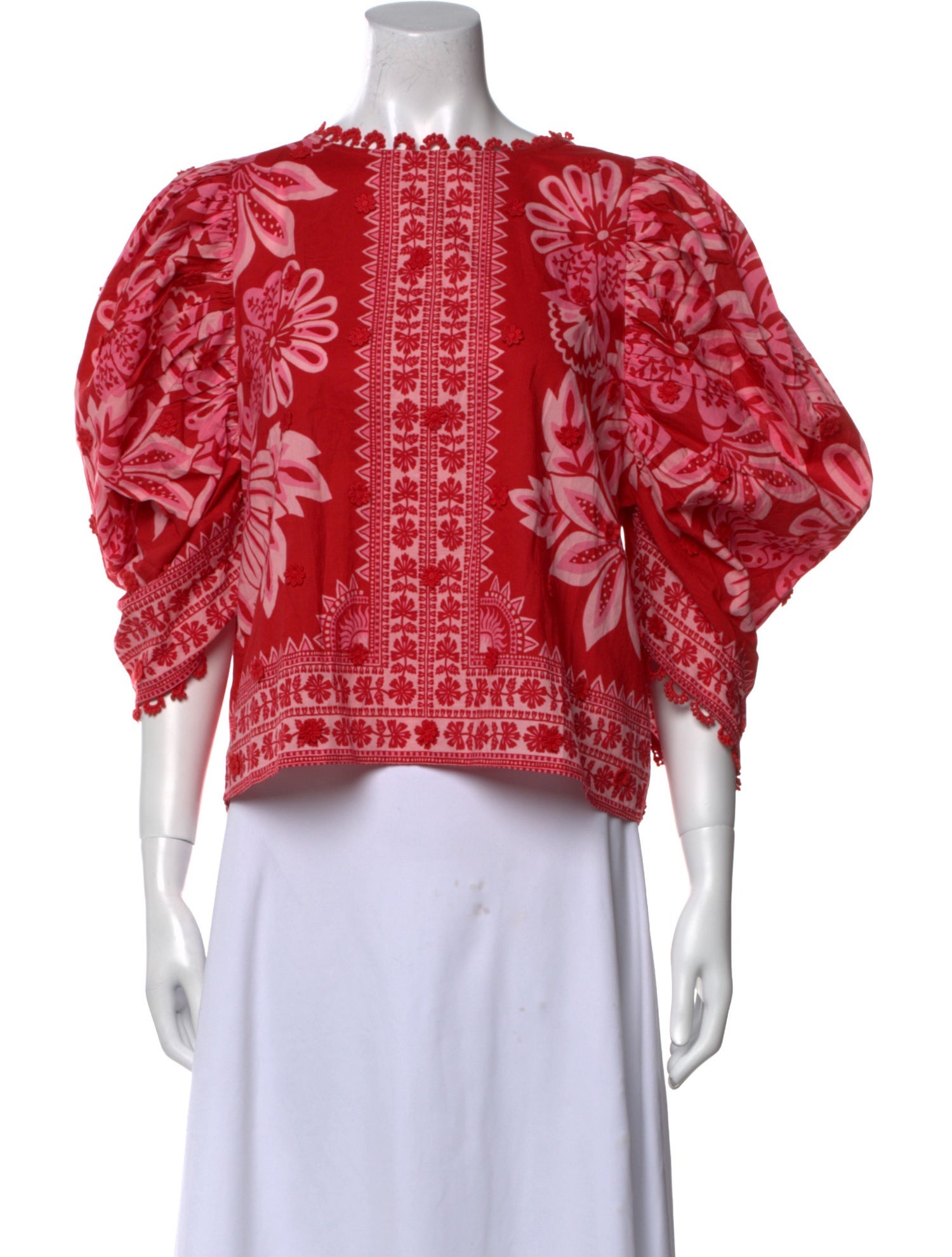 Farm Rio Floral Print Bateau Neckline Crop Top