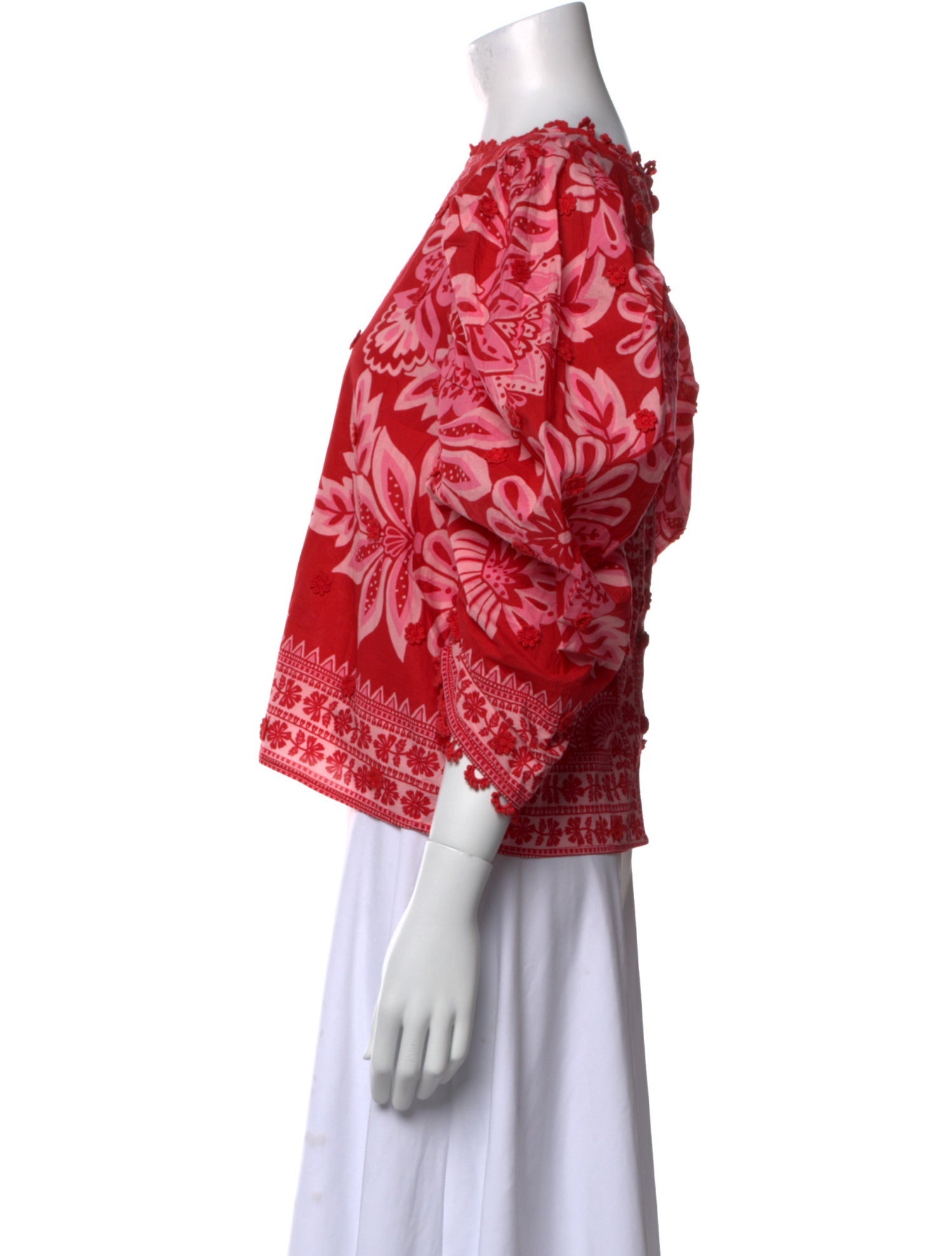 Farm Rio Floral Print Bateau Neckline Crop Top