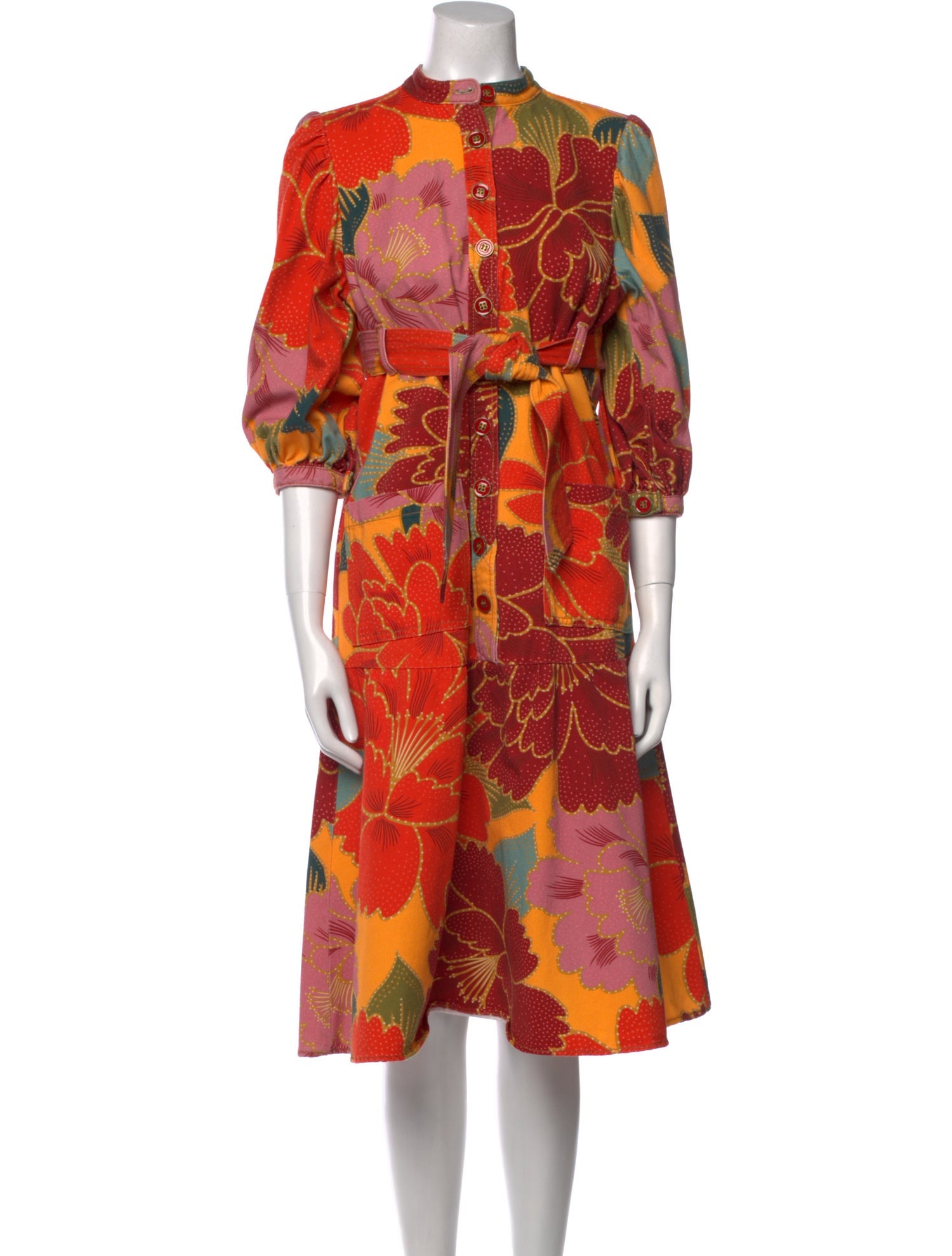 Farm Rio Floral Print Midi Length Dress