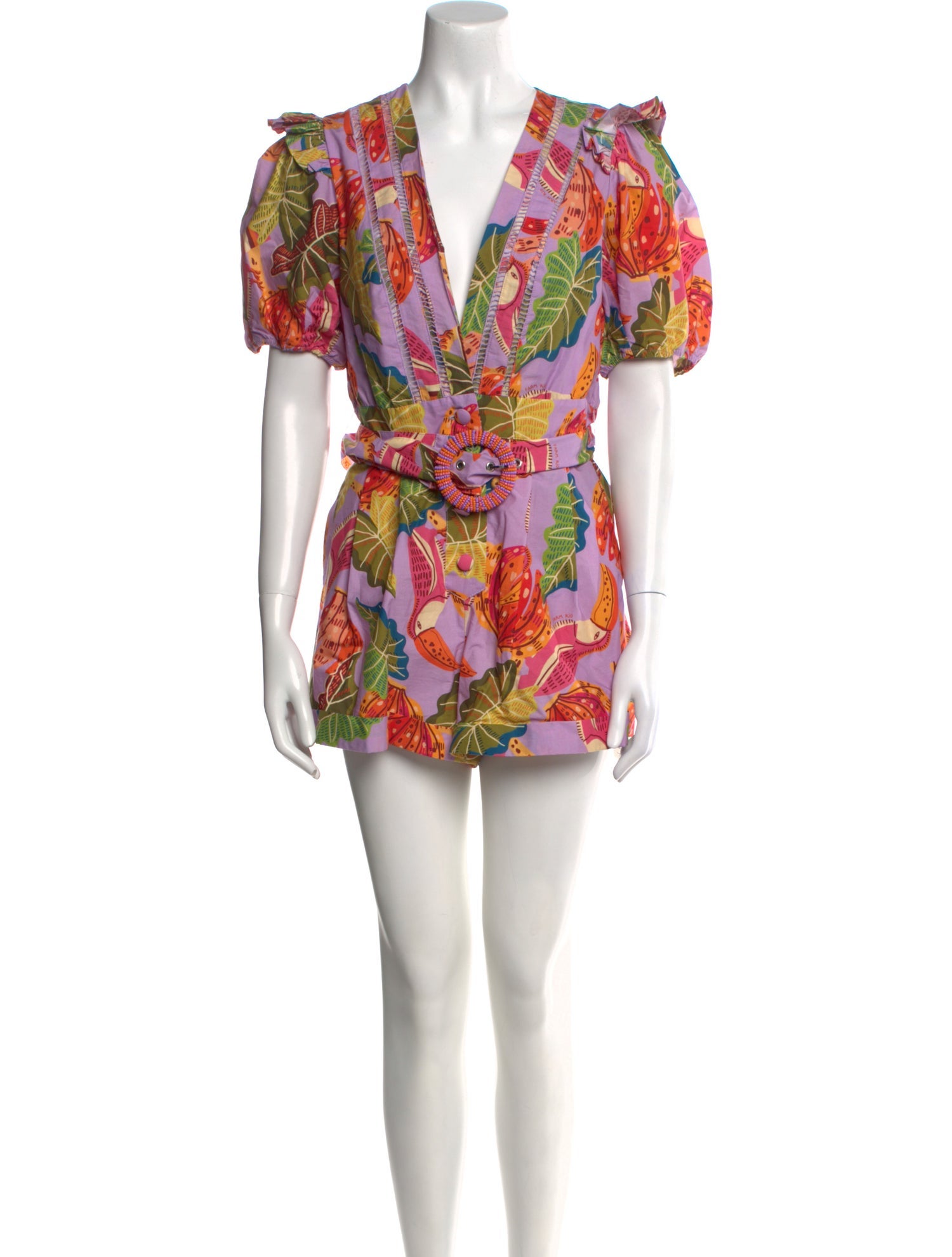 Farm Rio Printed V-Neck Romper
