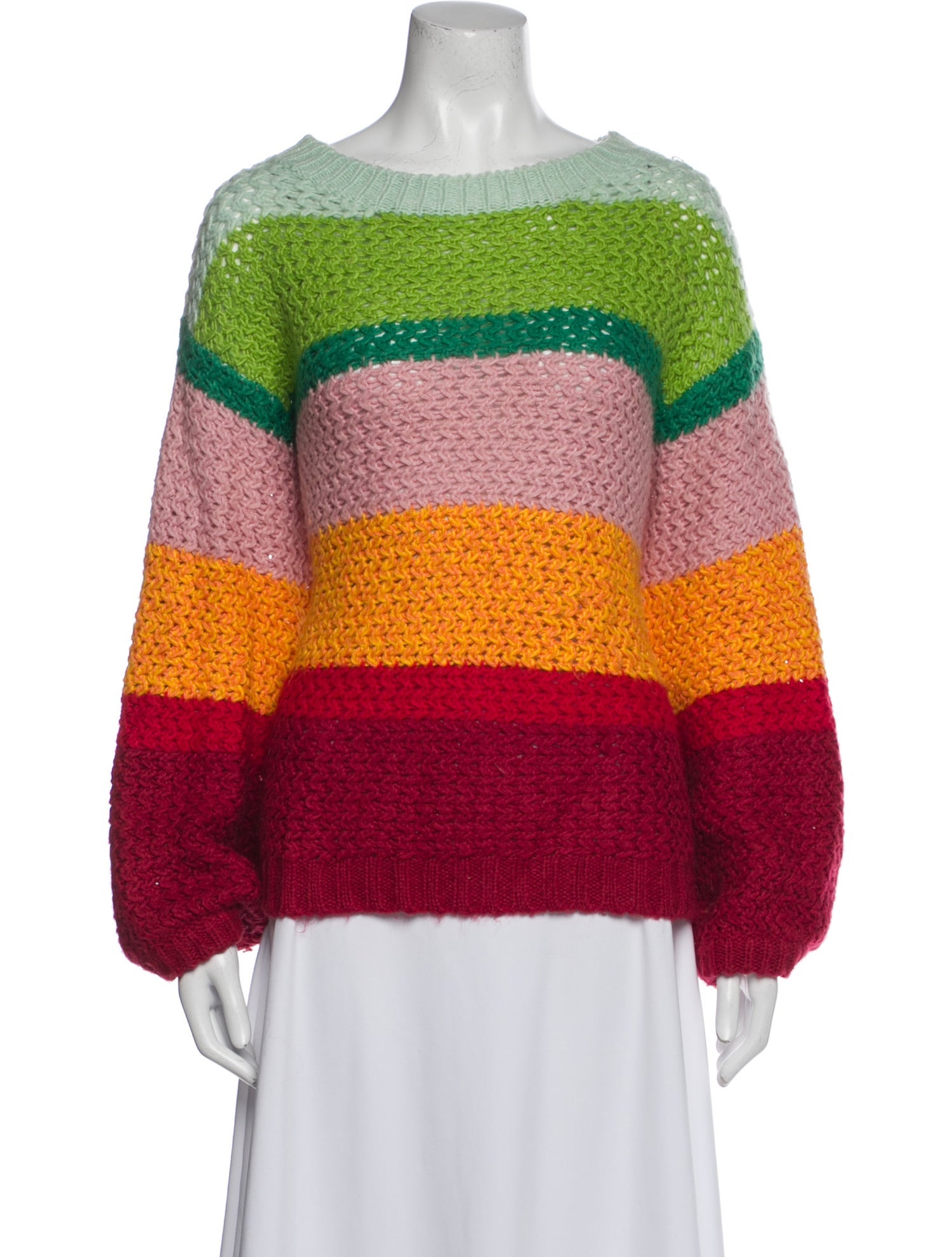 Farm Rio Striped Bateau Neckline Sweater