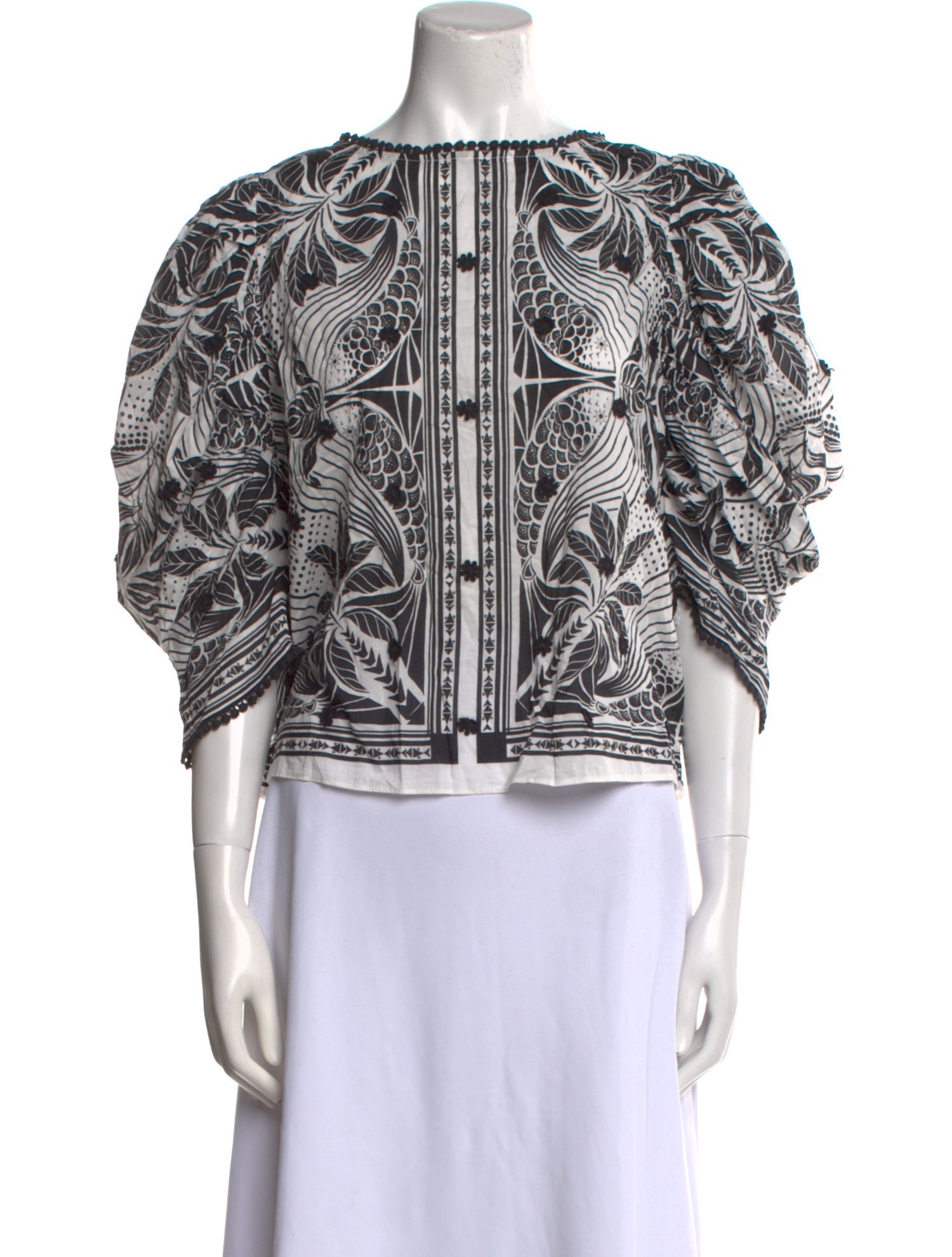 Farm Rio Printed Bateau Neckline Crop Top w/ Tags