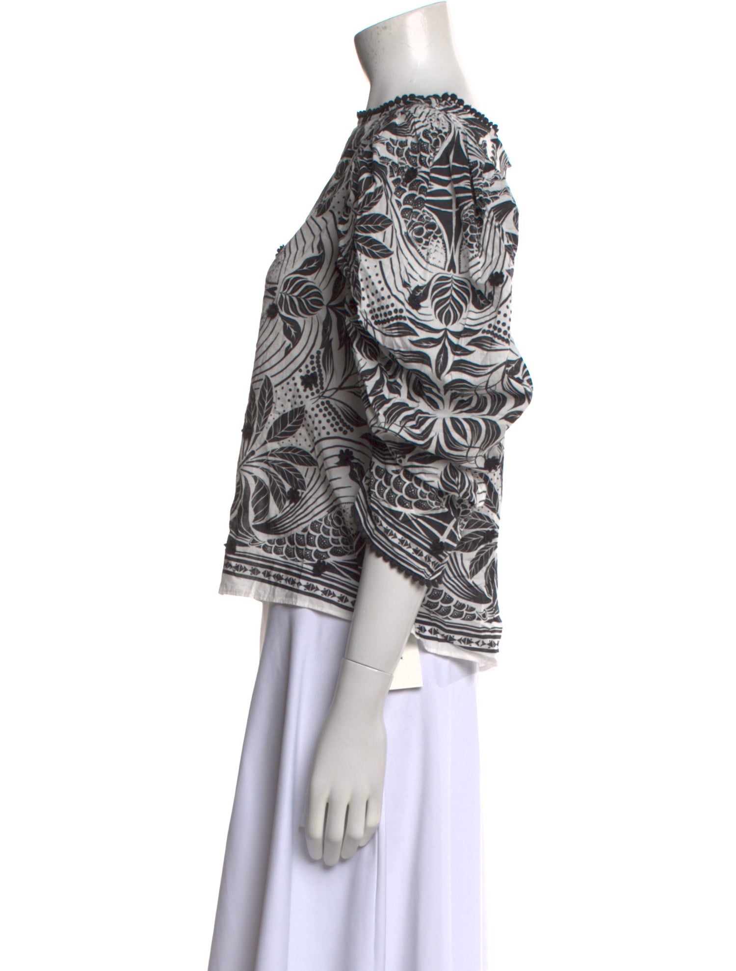 Farm Rio Printed Bateau Neckline Crop Top w/ Tags