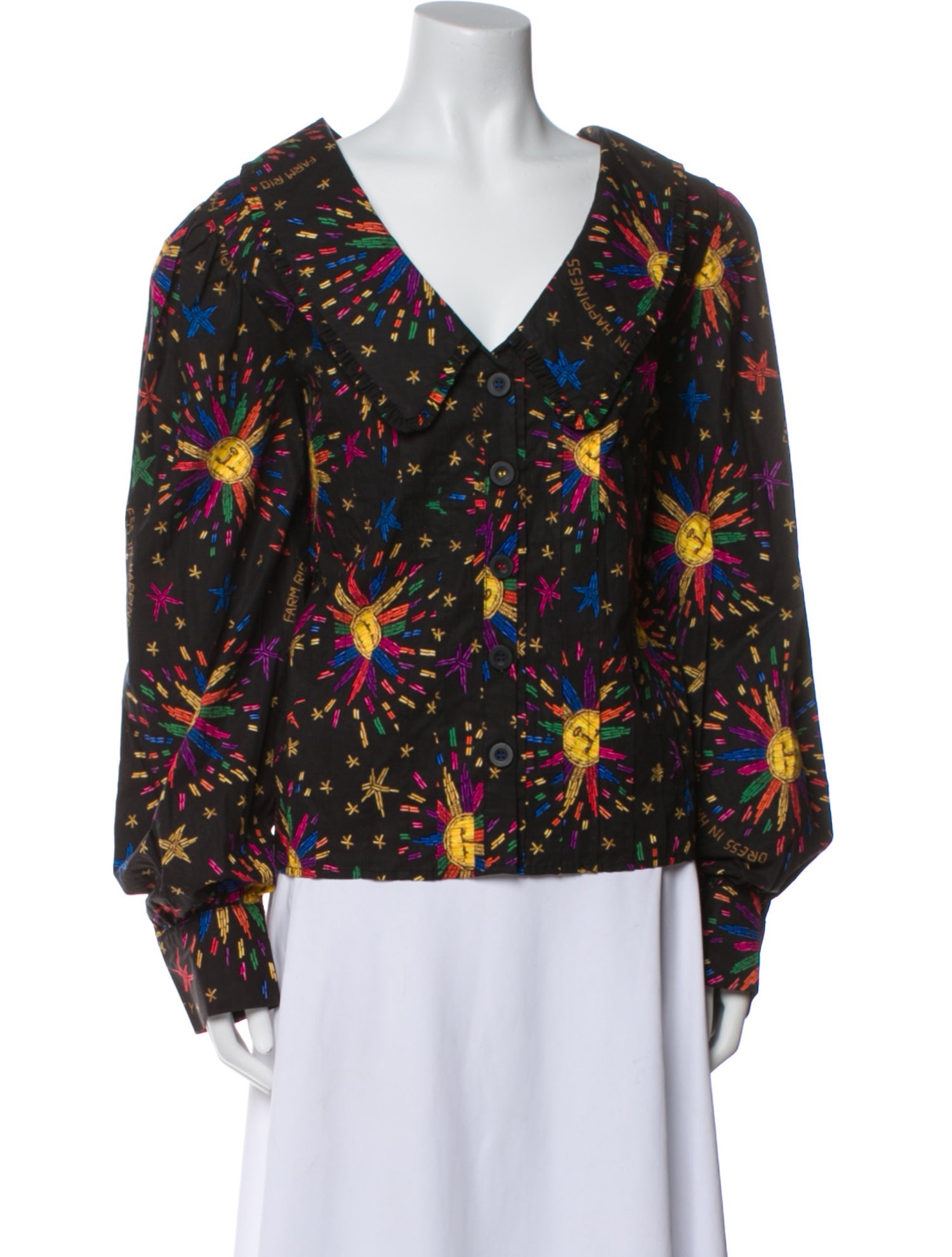 Farm Rio Floral Print V-Neck Blouse