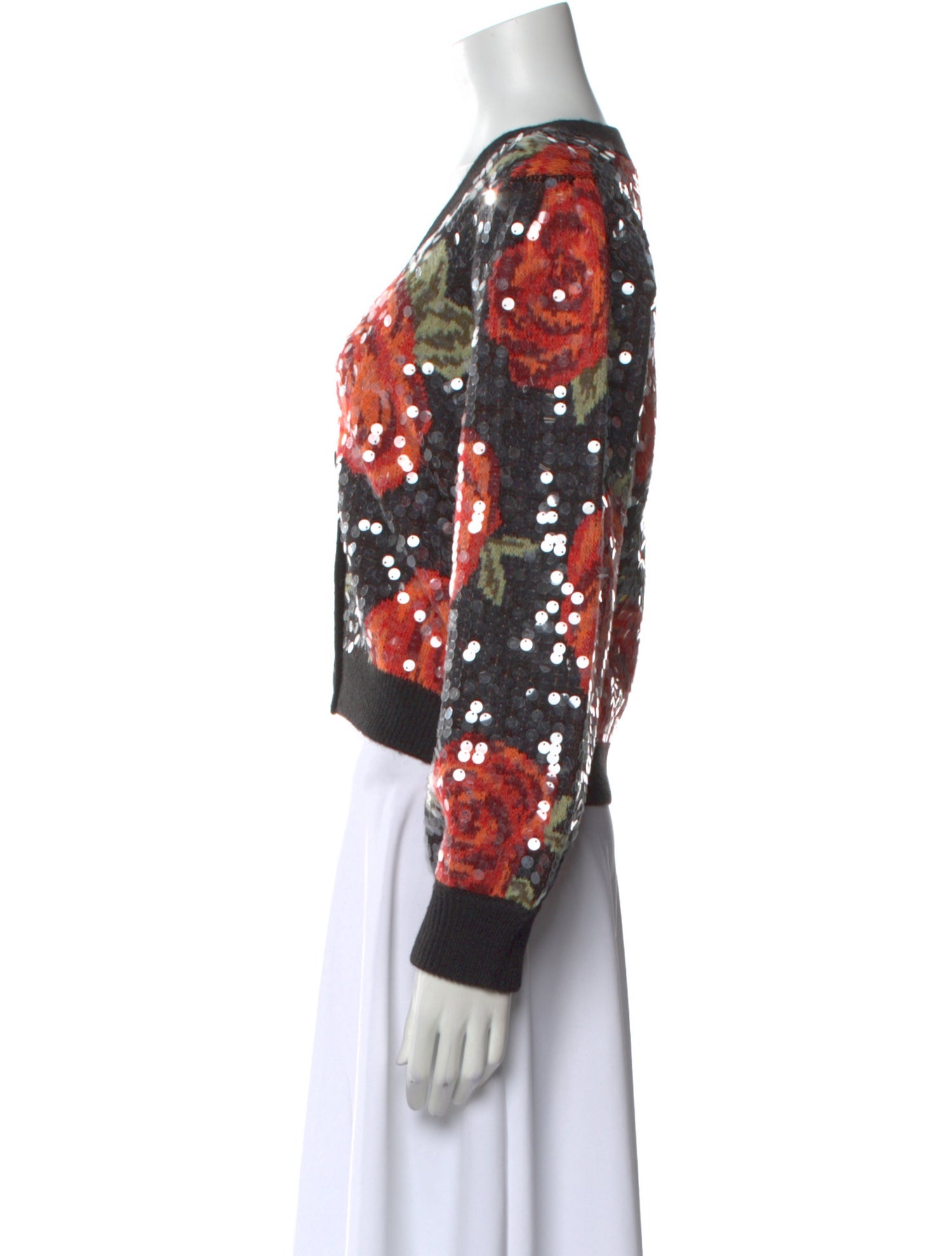 Farm Rio Floral Print V-Neck Sweater