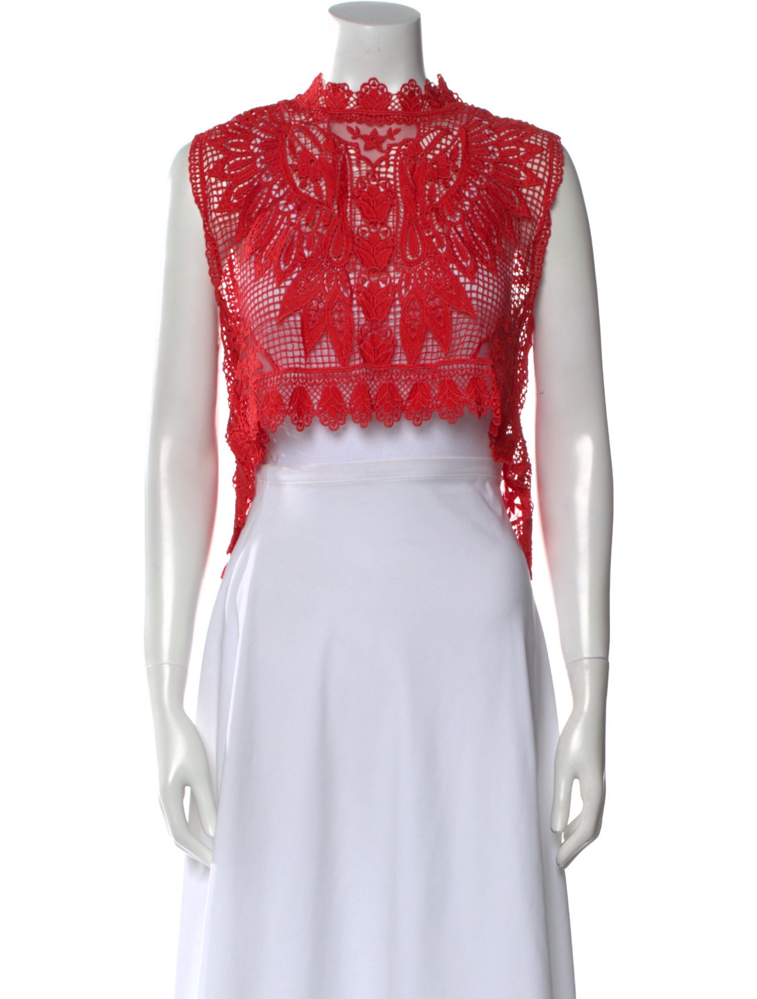 Farm Rio Mock Neck Sleeveless Crop Top