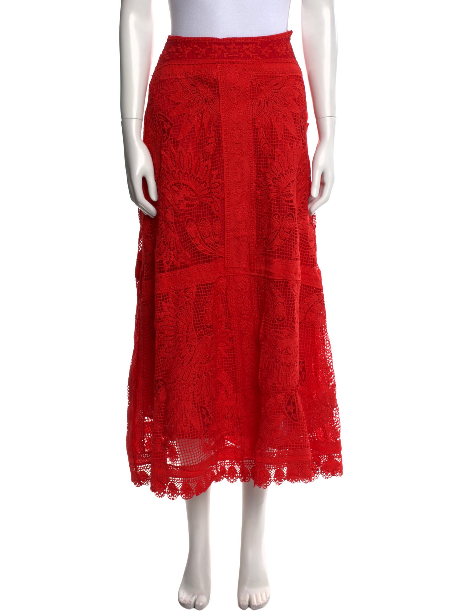 Farm Rio Lace Pattern Midi Length Skirt