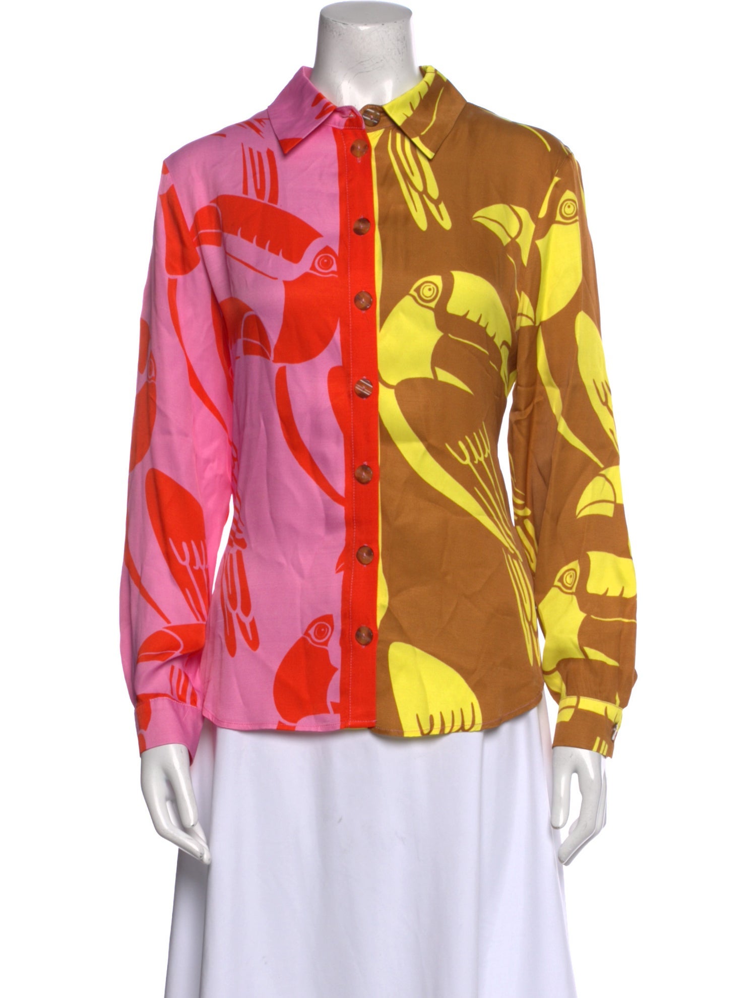 Farm Rio Printed Long Sleeve Button-Up Top