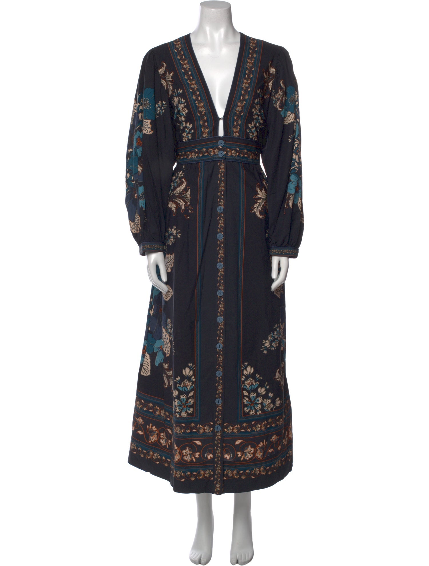 Farm Rio Floral Print Long Dress w/ Tags