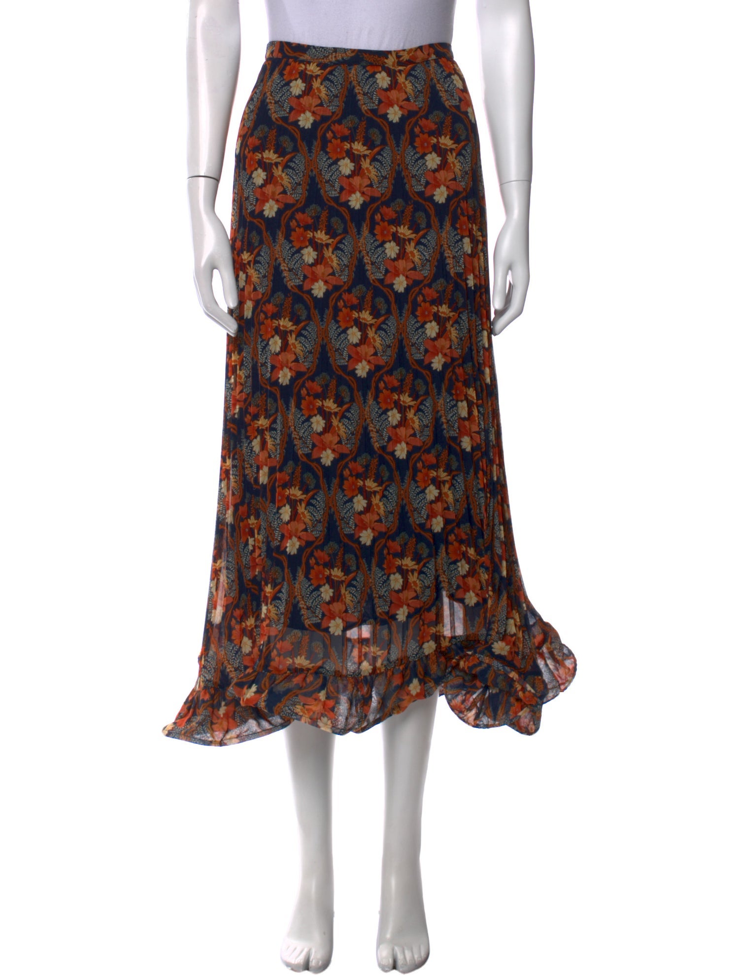 Farm Rio Floral Print Midi Length Skirt