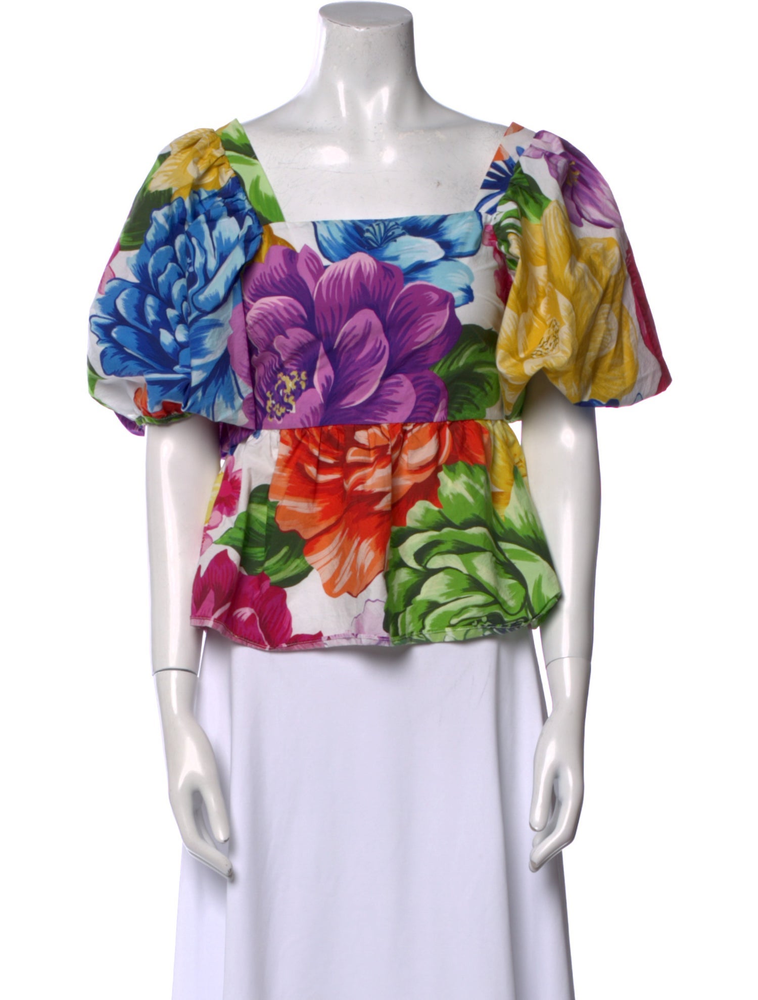 Farm Rio Floral Print Square Neckline Blouse