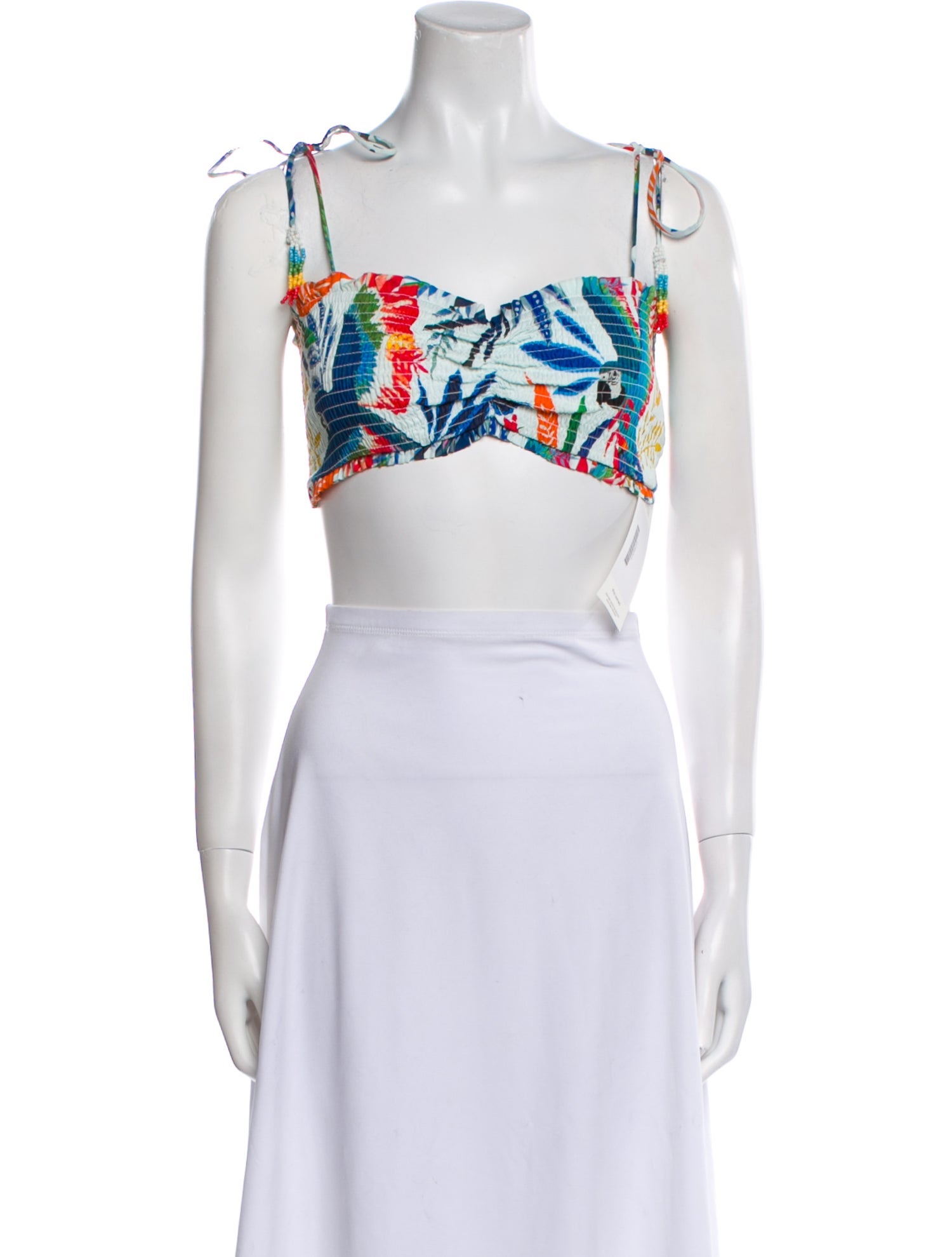 Farm Rio Floral Print Square Neckline Crop Top