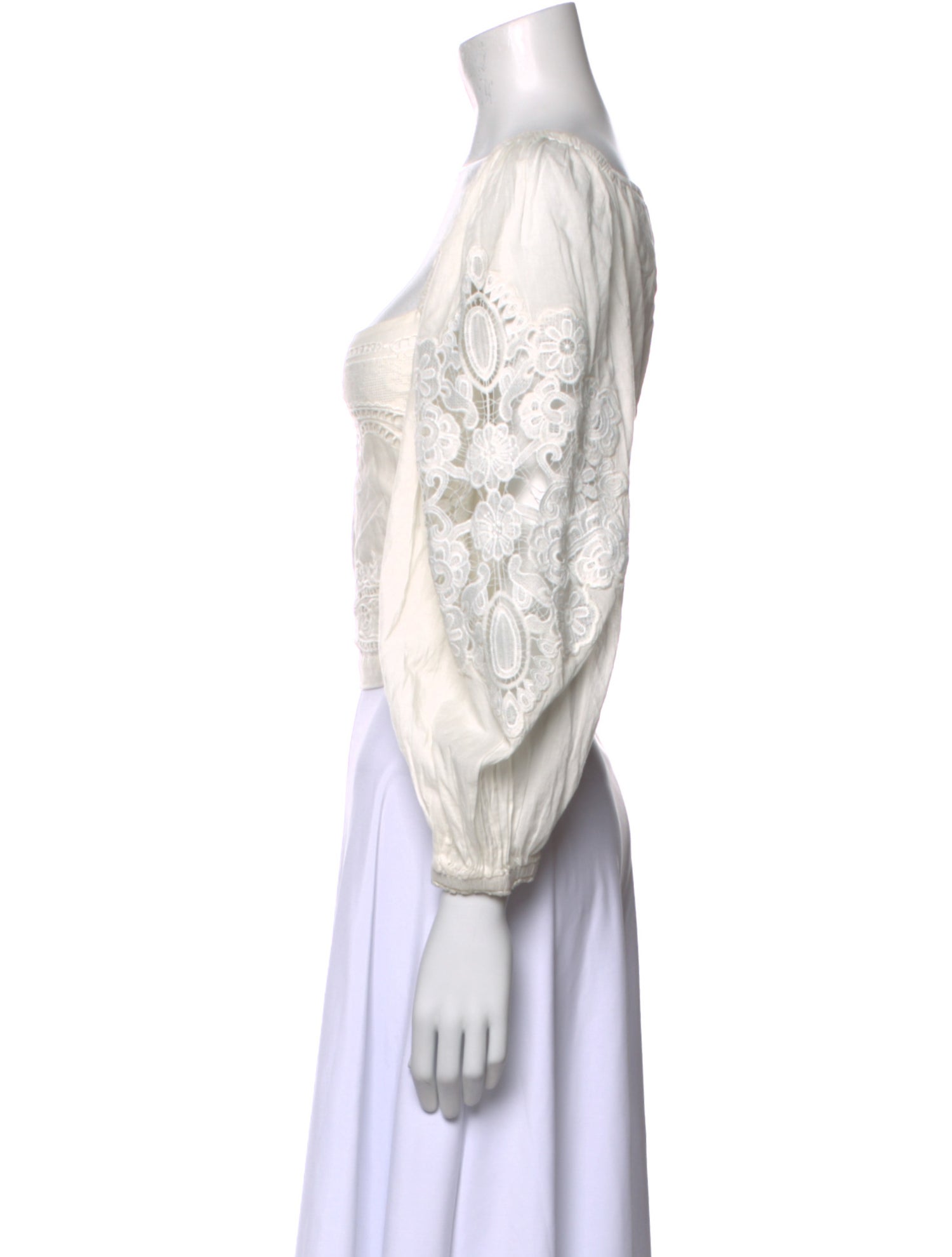 Farm Rio Square Neckline Three-Quarter Sleeve Crop Top