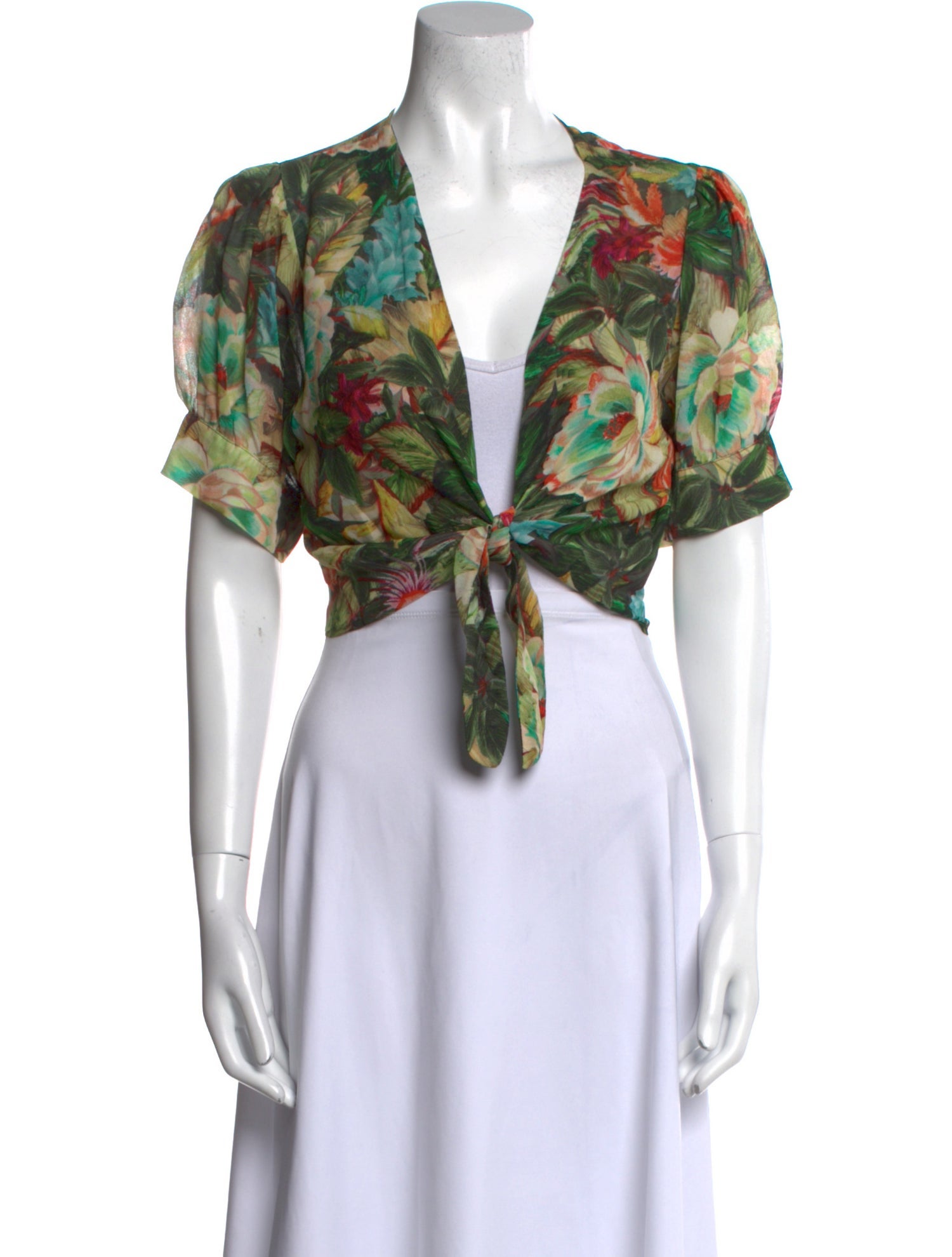 Farm Rio Floral Print V-Neck Crop Top